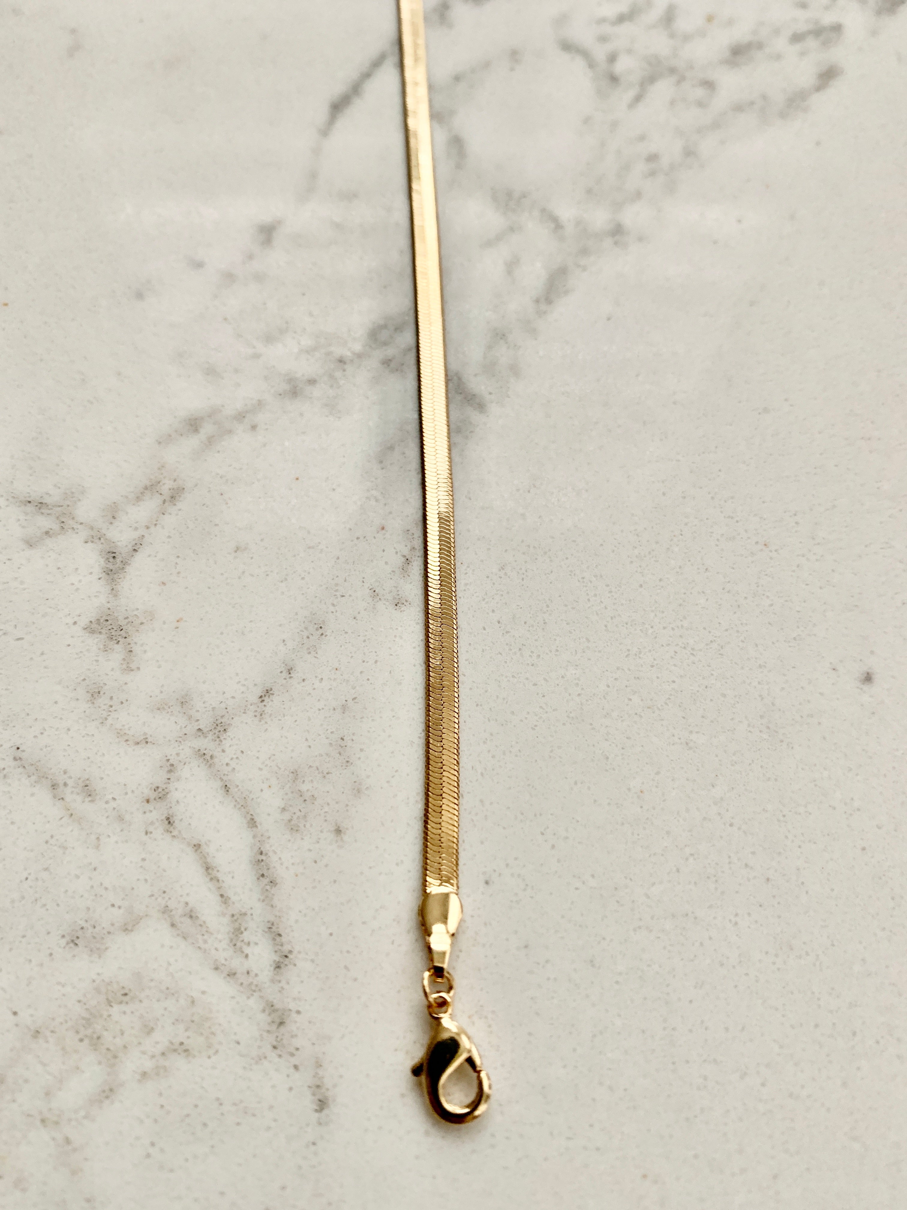 Herring Bracelet - 6.5" Herringbone Gold Bracelet.