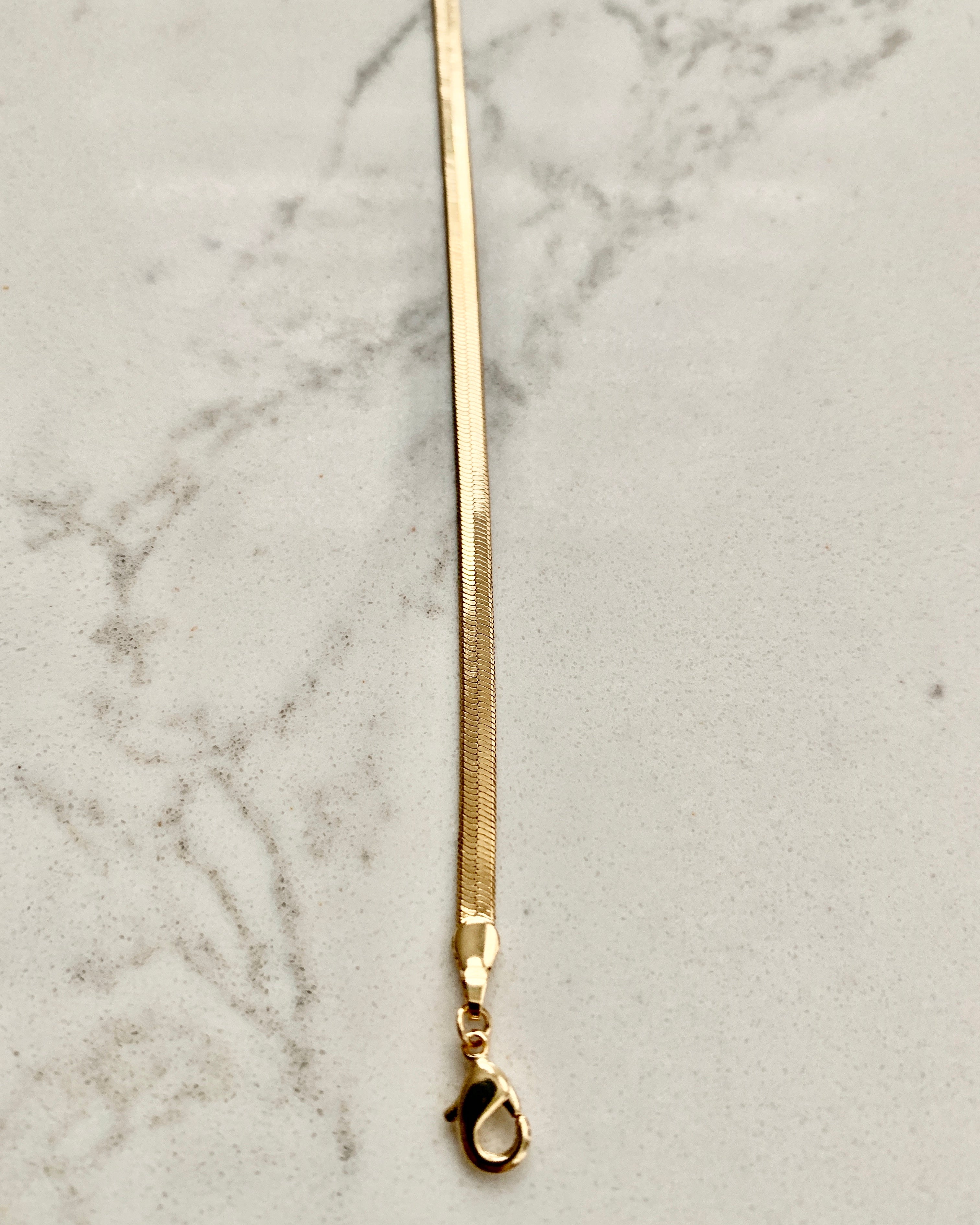 Herring Bracelet - 6.5" Herringbone Gold Bracelet.