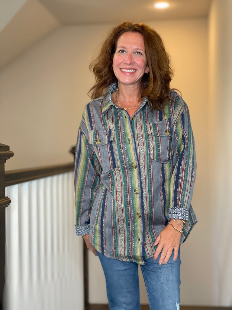 Ivy Jane Serape Striped Shacket.