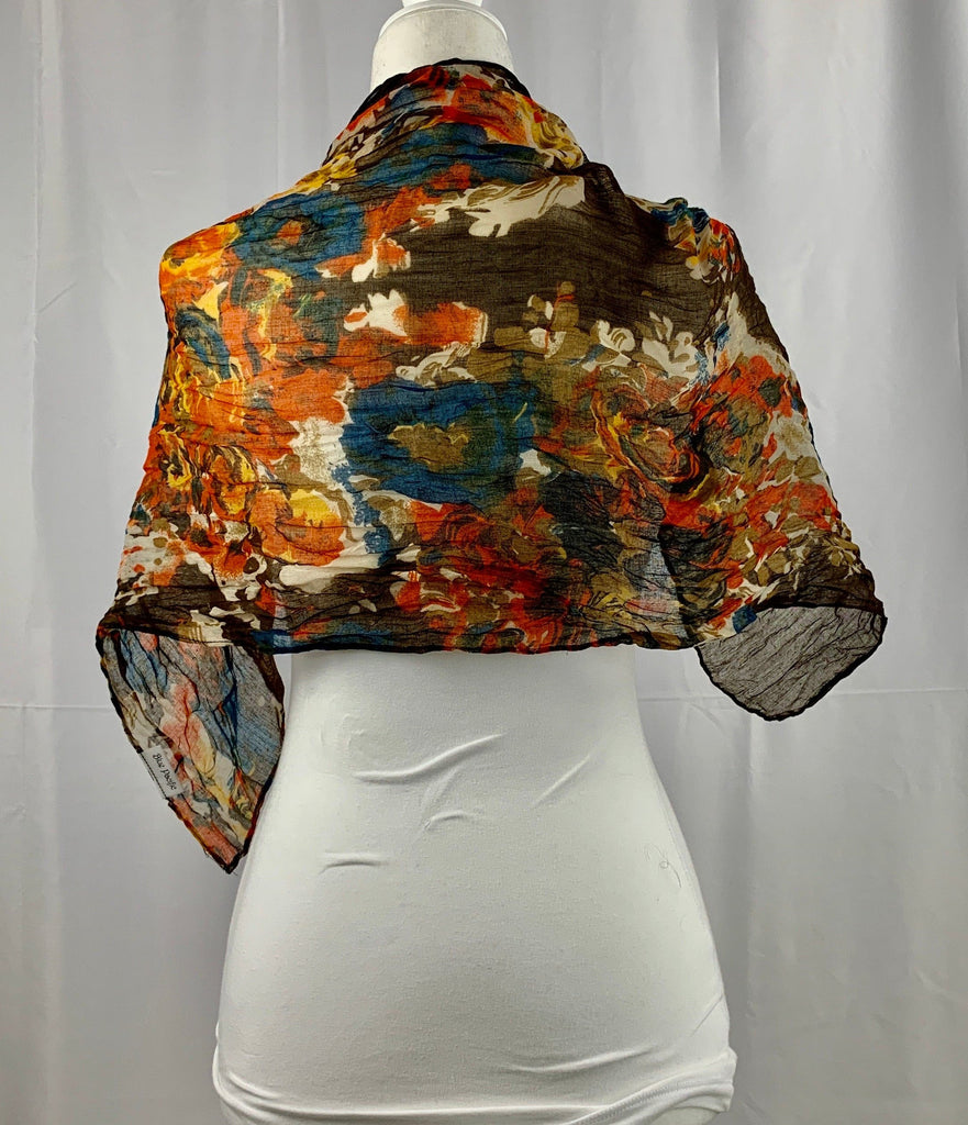 Brown Vintage Flower Neck Scarf.