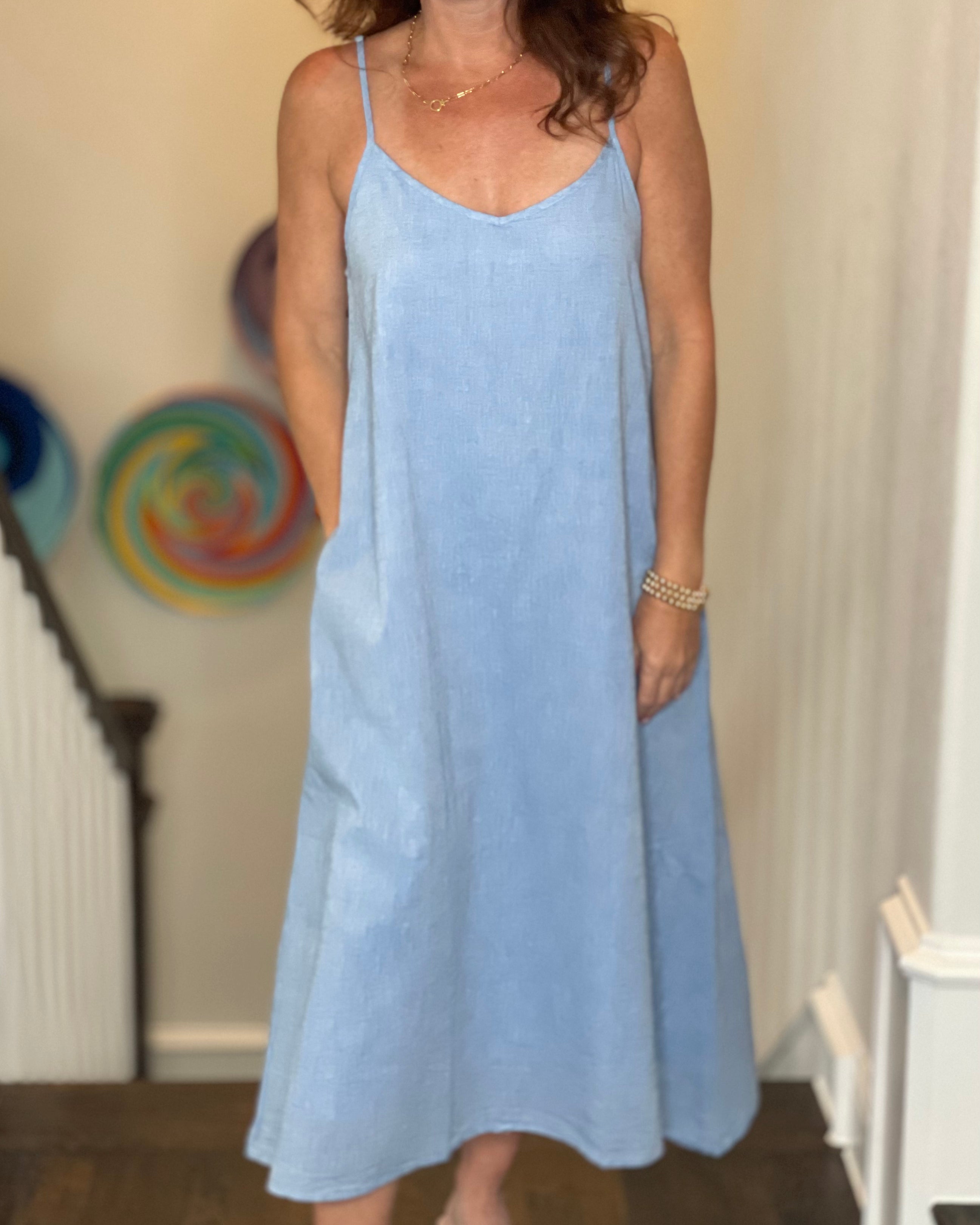 Dylan Sage Sundress in Chambray.