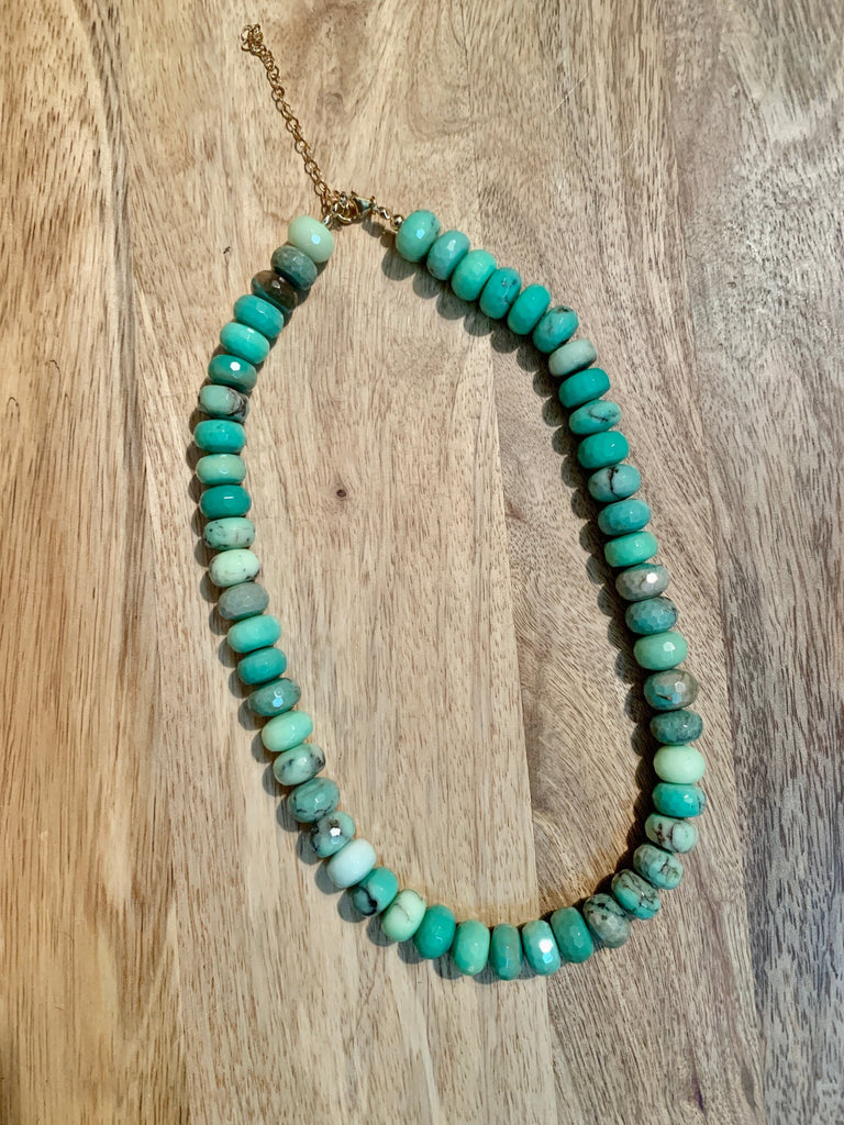 Chrysoprase Stone Beaded Necklace.