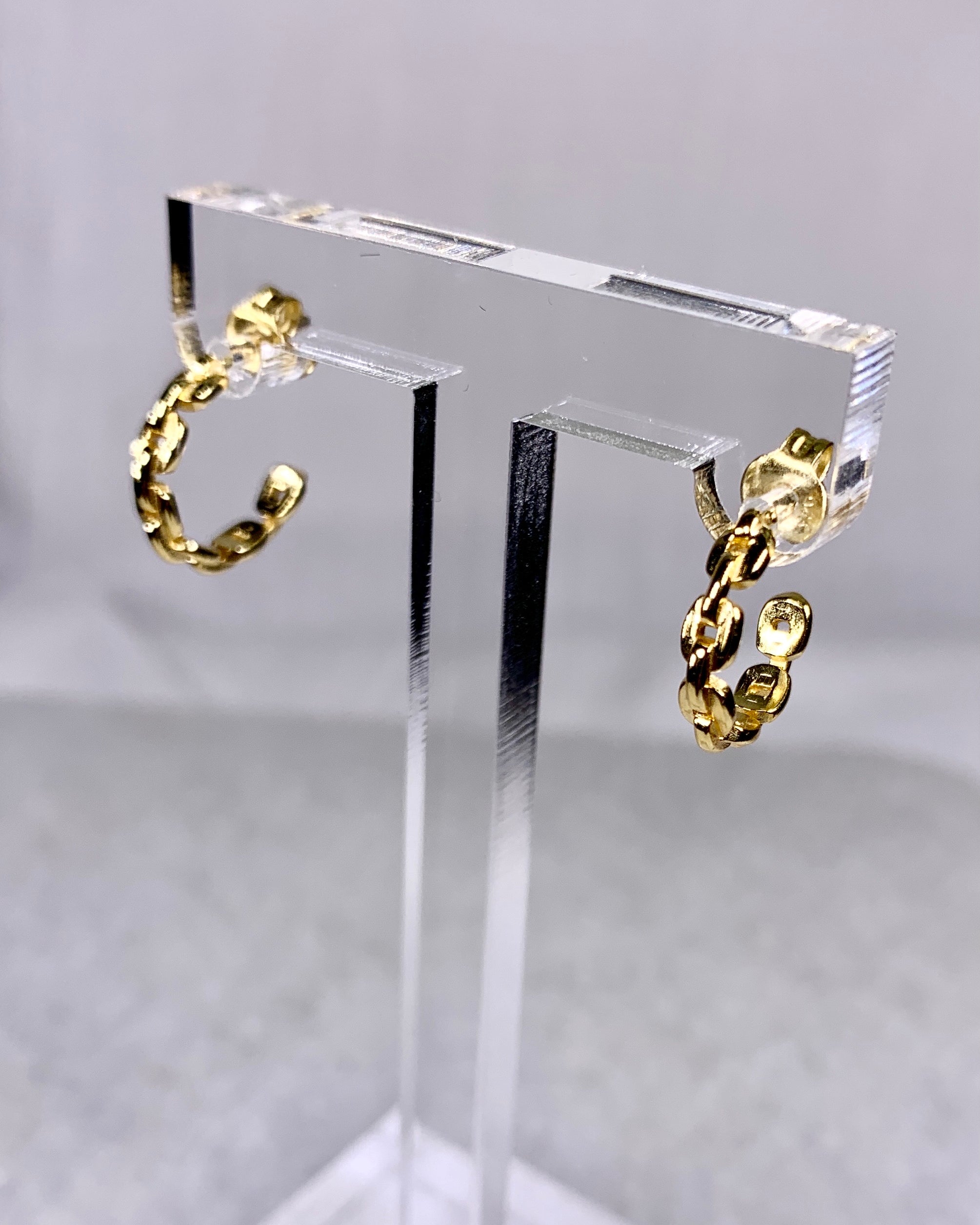 Sterling Small Link Hoop Earring-Gold.