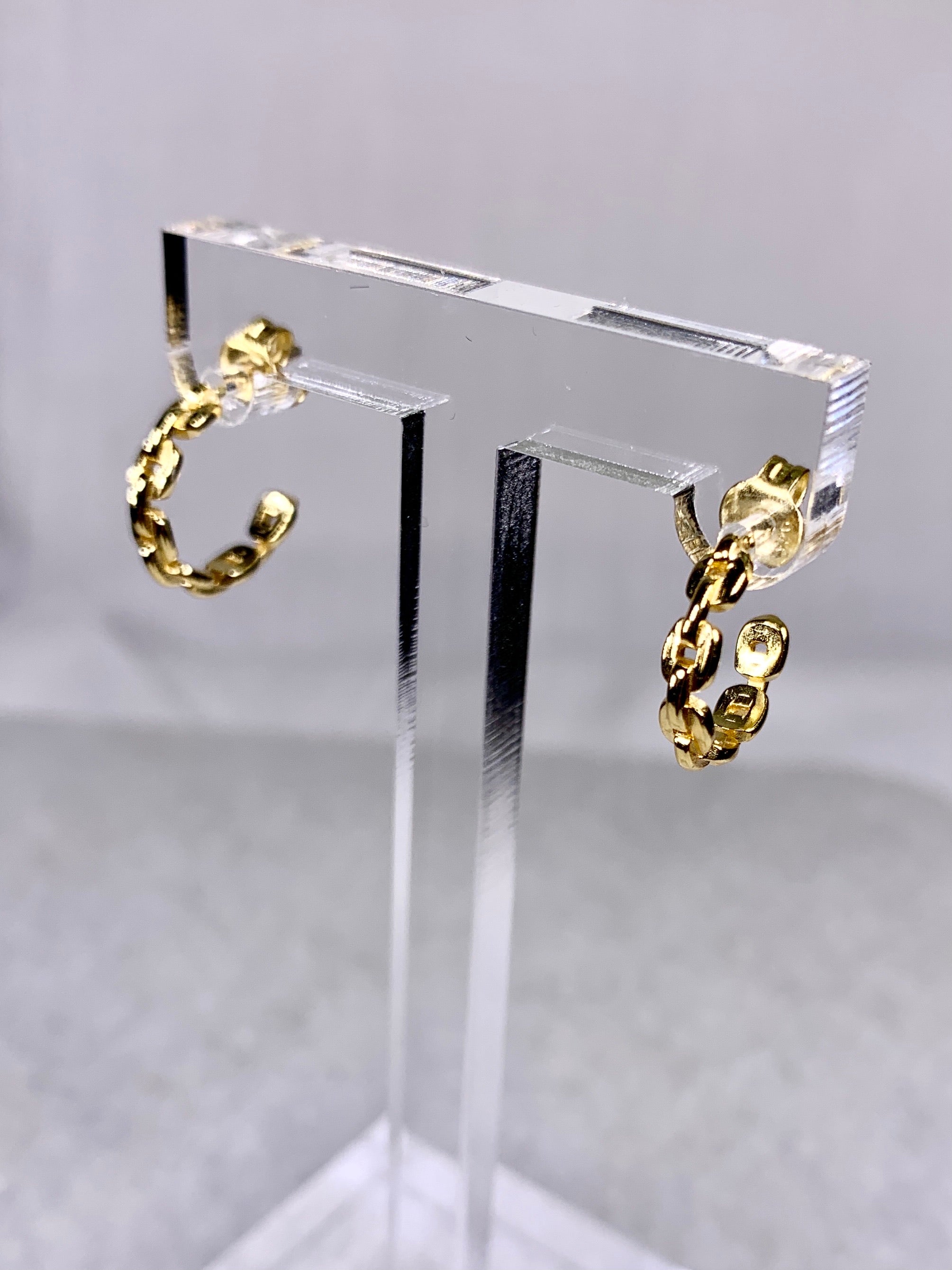Sterling Small Link Hoop Earring-Gold.