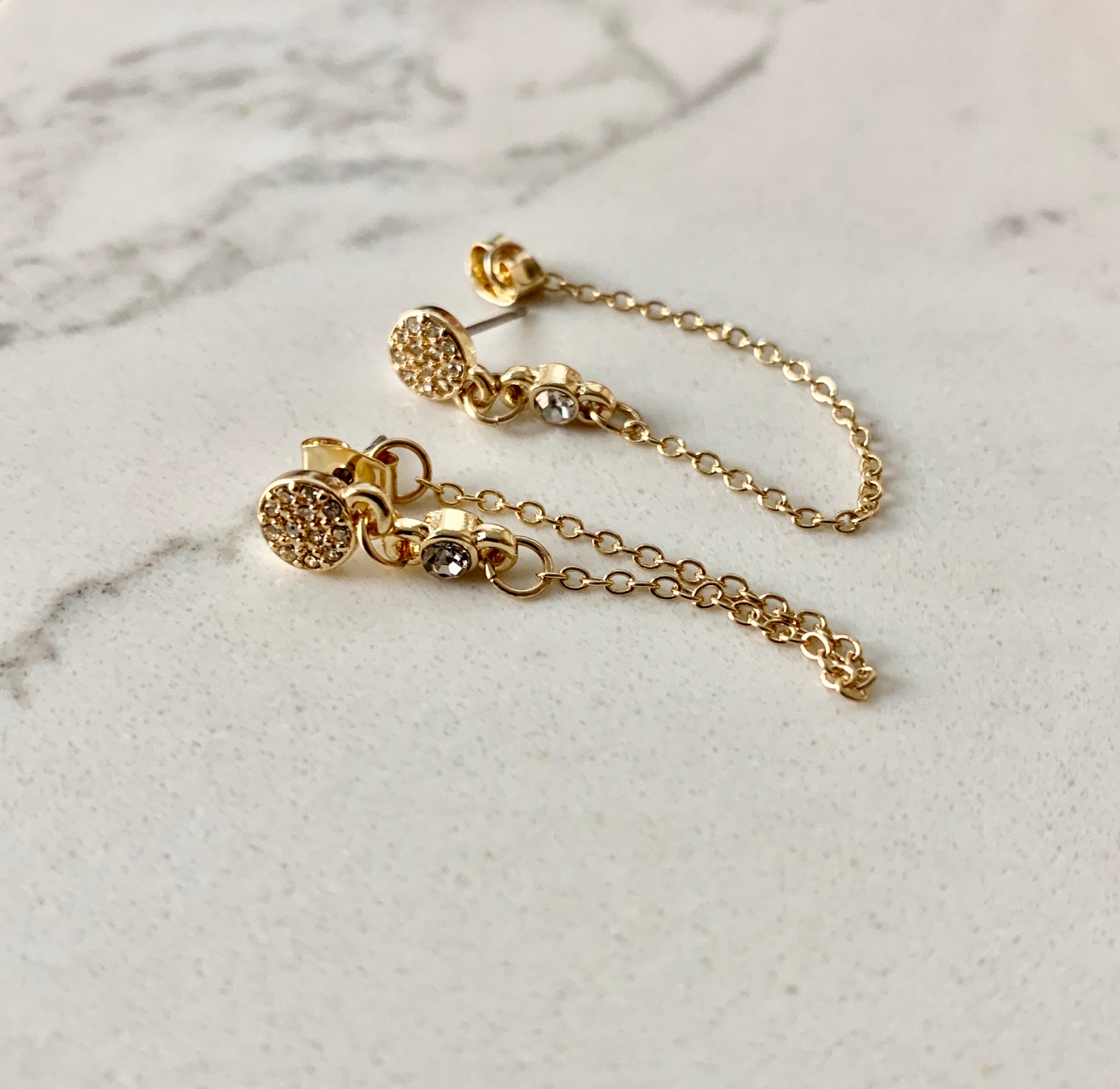 CZ Drape Post Earring-Gold.