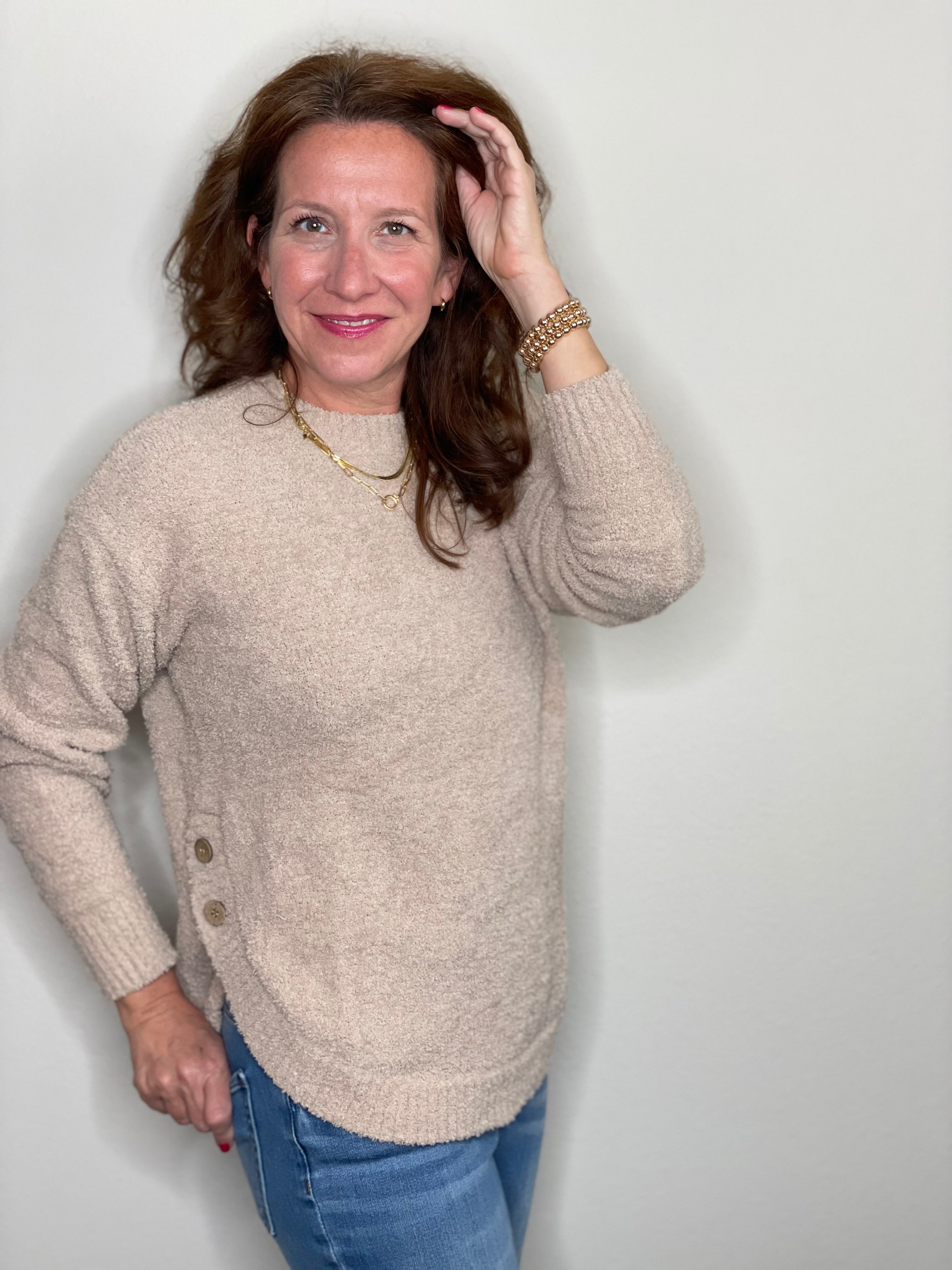 Plush Side Button Crew.