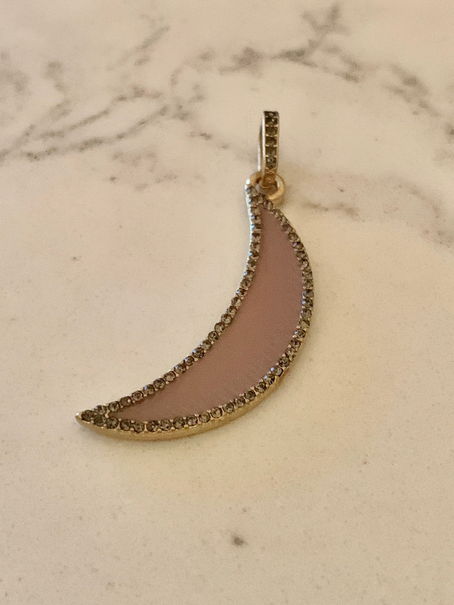 Lavender Enamel Pave Moon Charm - Gold.