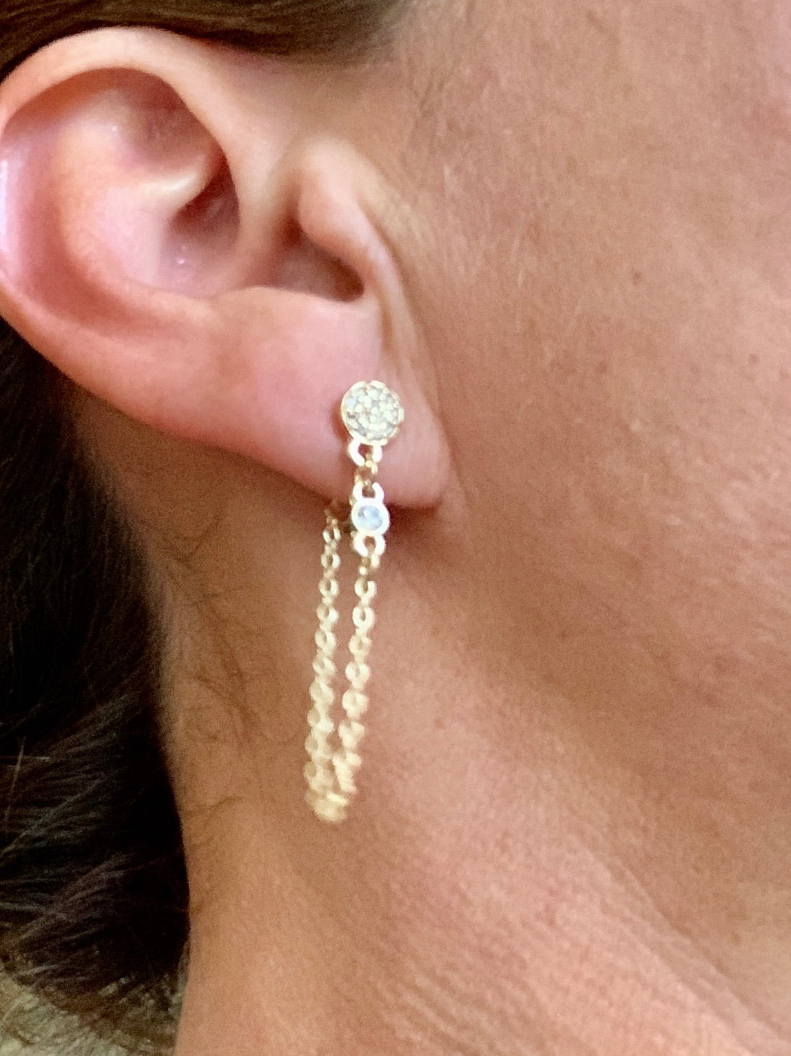 CZ Drape Post Earring-Gold.