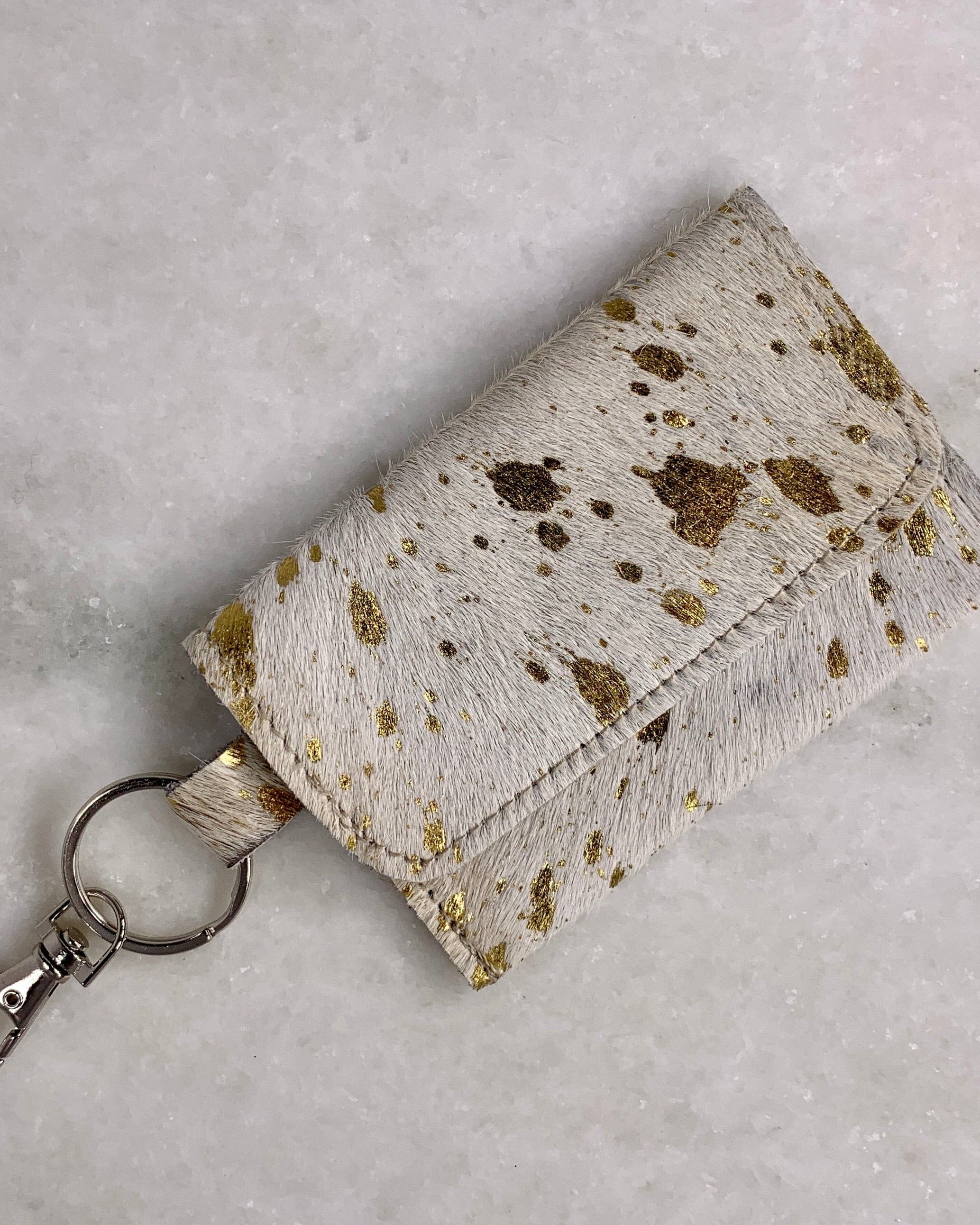Speckled Metallic Hide Keychain Wallet.