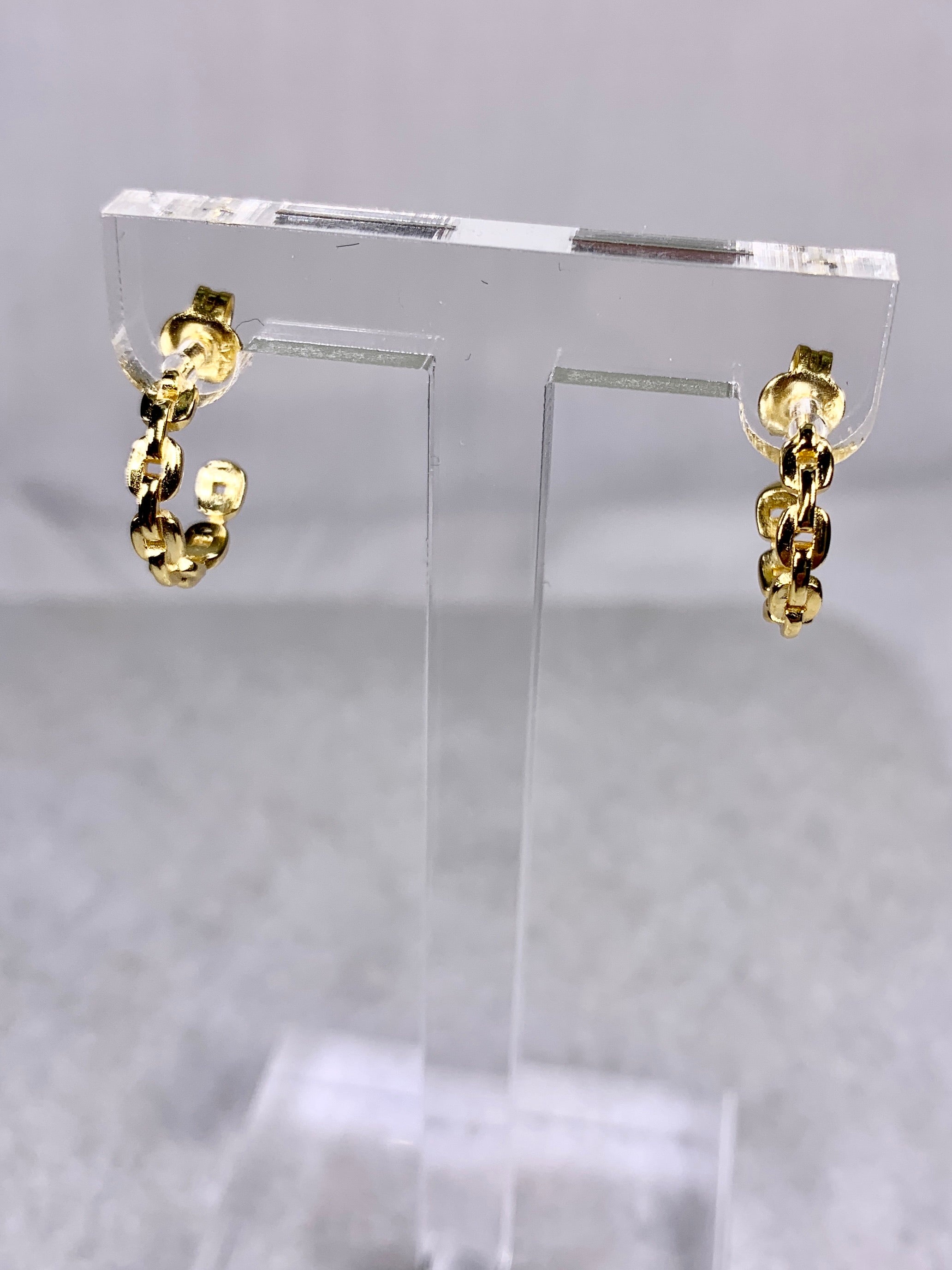 Sterling Small Link Hoop Earring-Gold.
