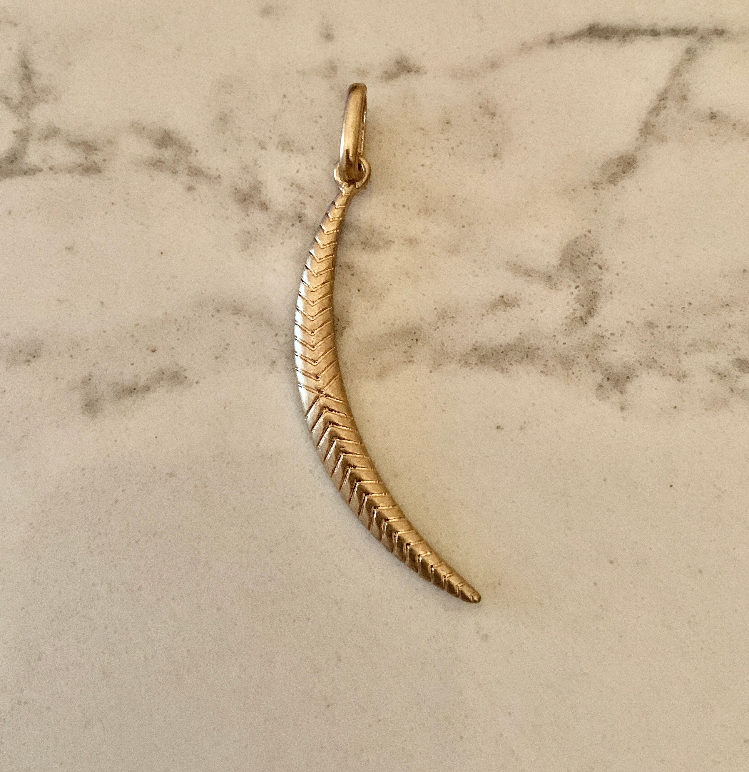 Etched Crescent Moon Charm - Gold.