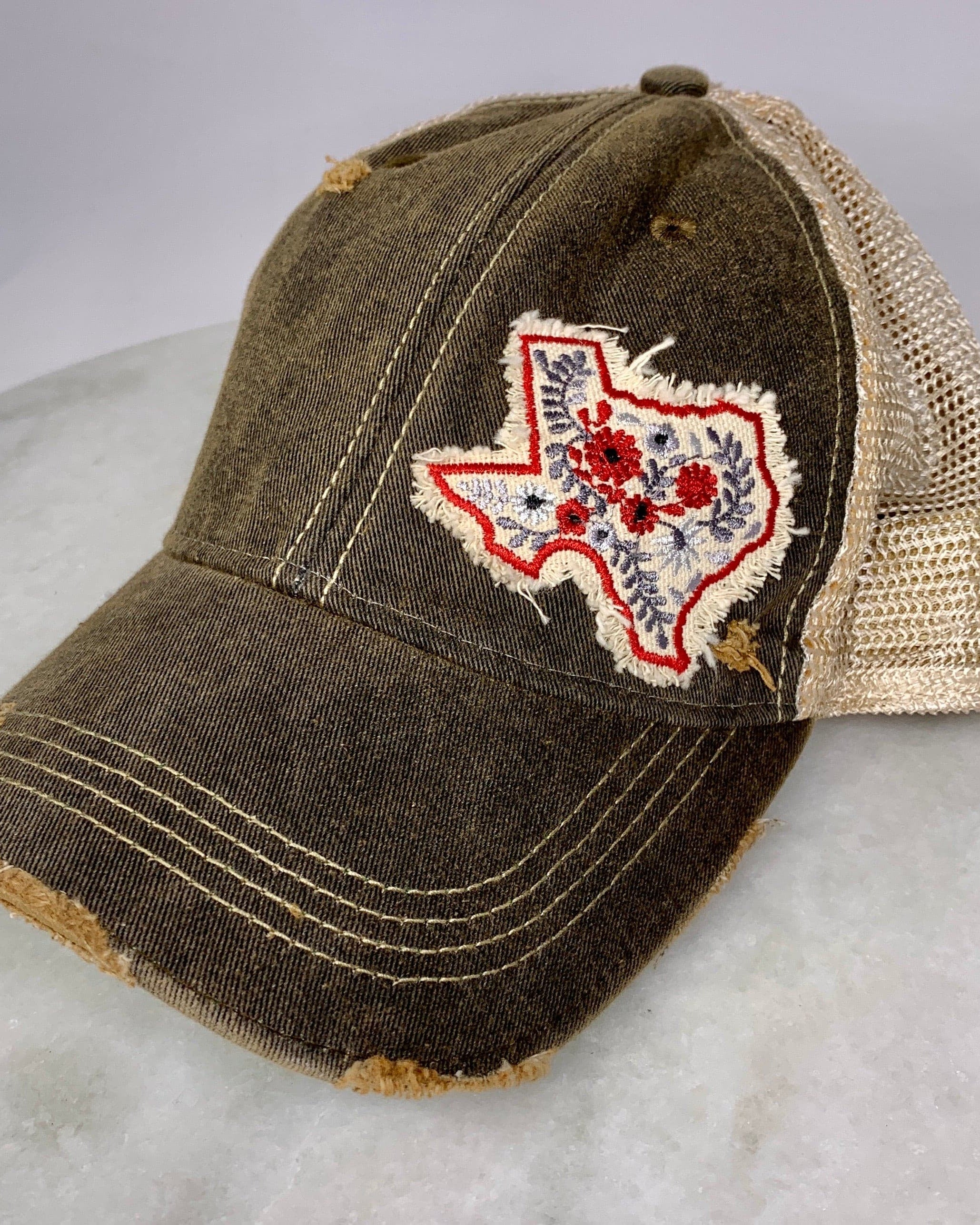 Assorted Texas Shape Patch Trucker Hats.