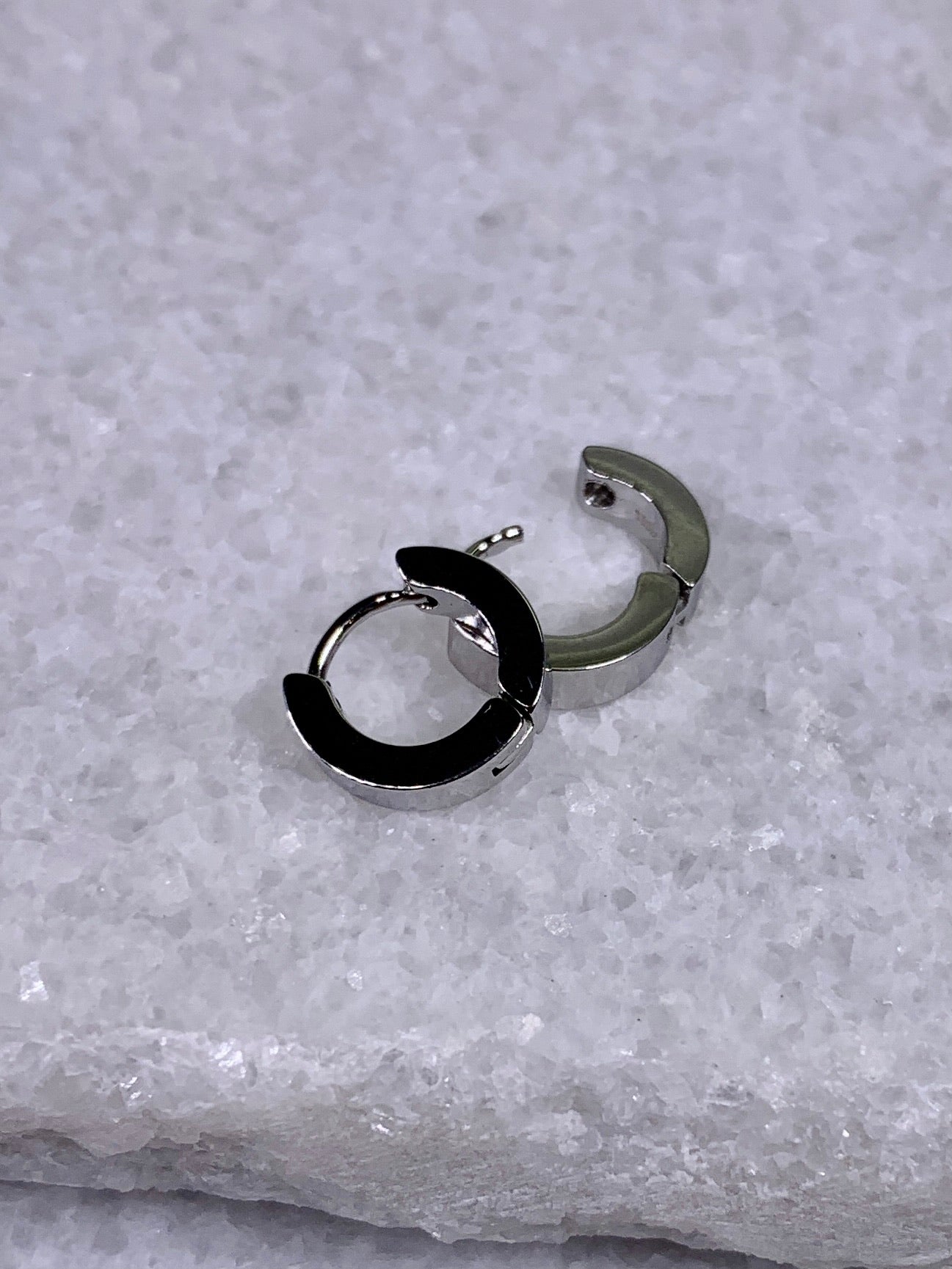 Small Stainless Huggie-Silver.