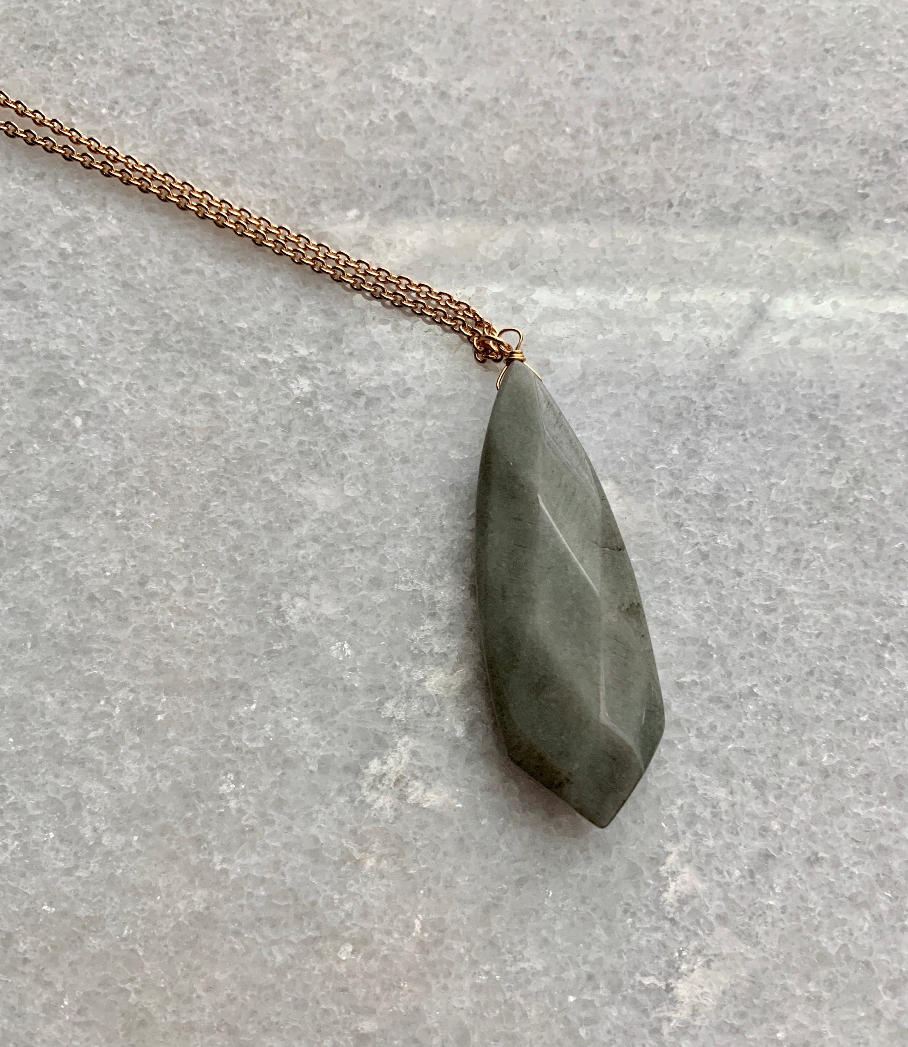 Semi Precious Pendant Stone Necklace.