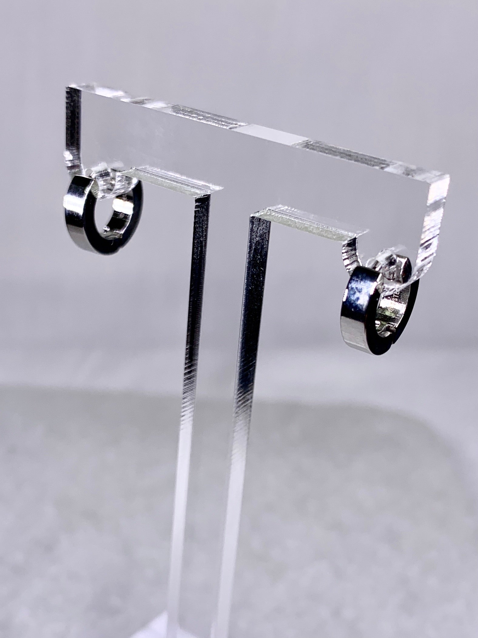 Small Stainless Huggie-Silver.