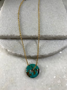 Antique Turquoise Disk Necklace.