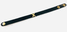 Black Leather & Brass X Marks The Spot Bracelet.