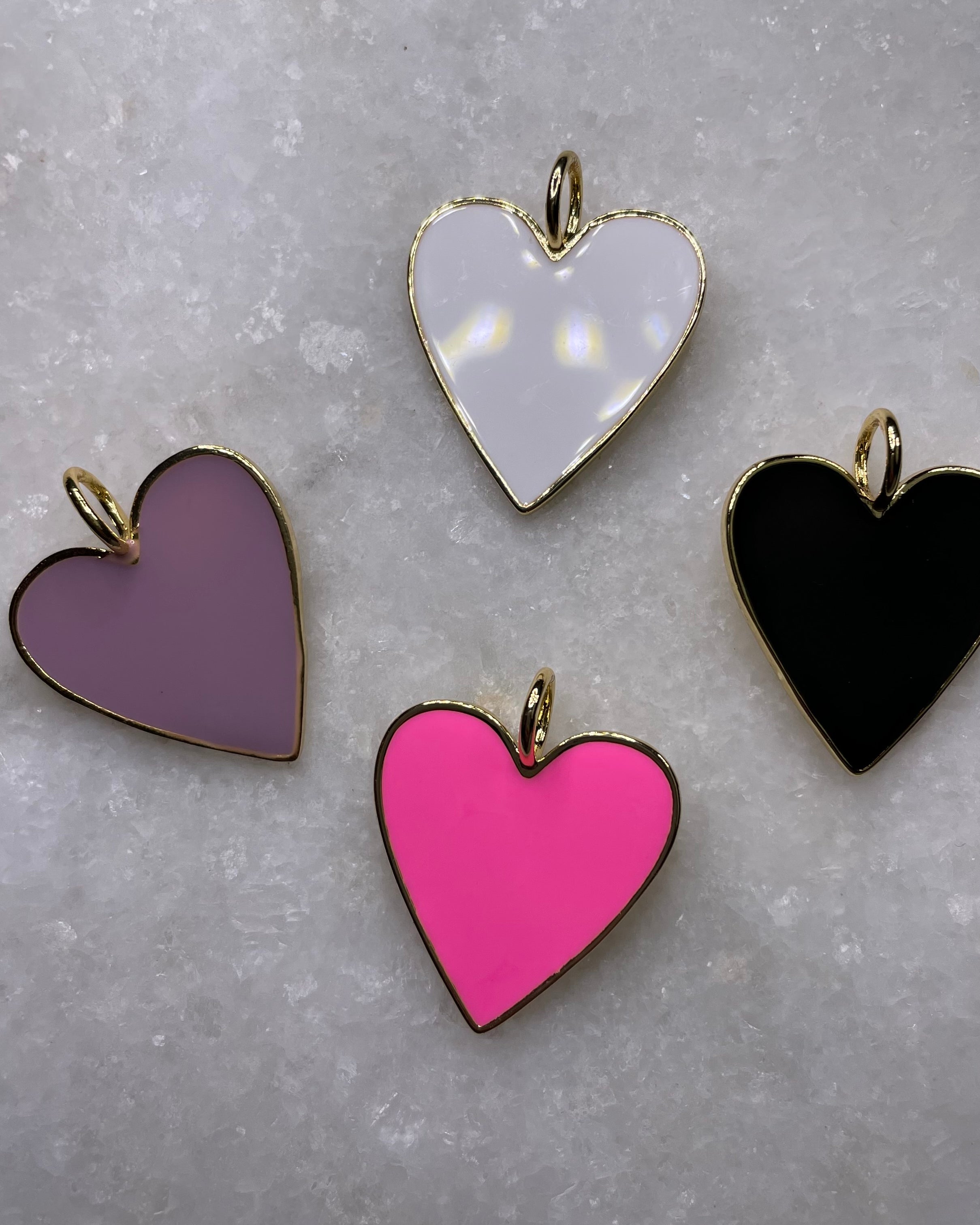 Large Enamel Heart Charms-Assorted.