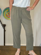 Dylan Gauze Crop Pant in Palm.