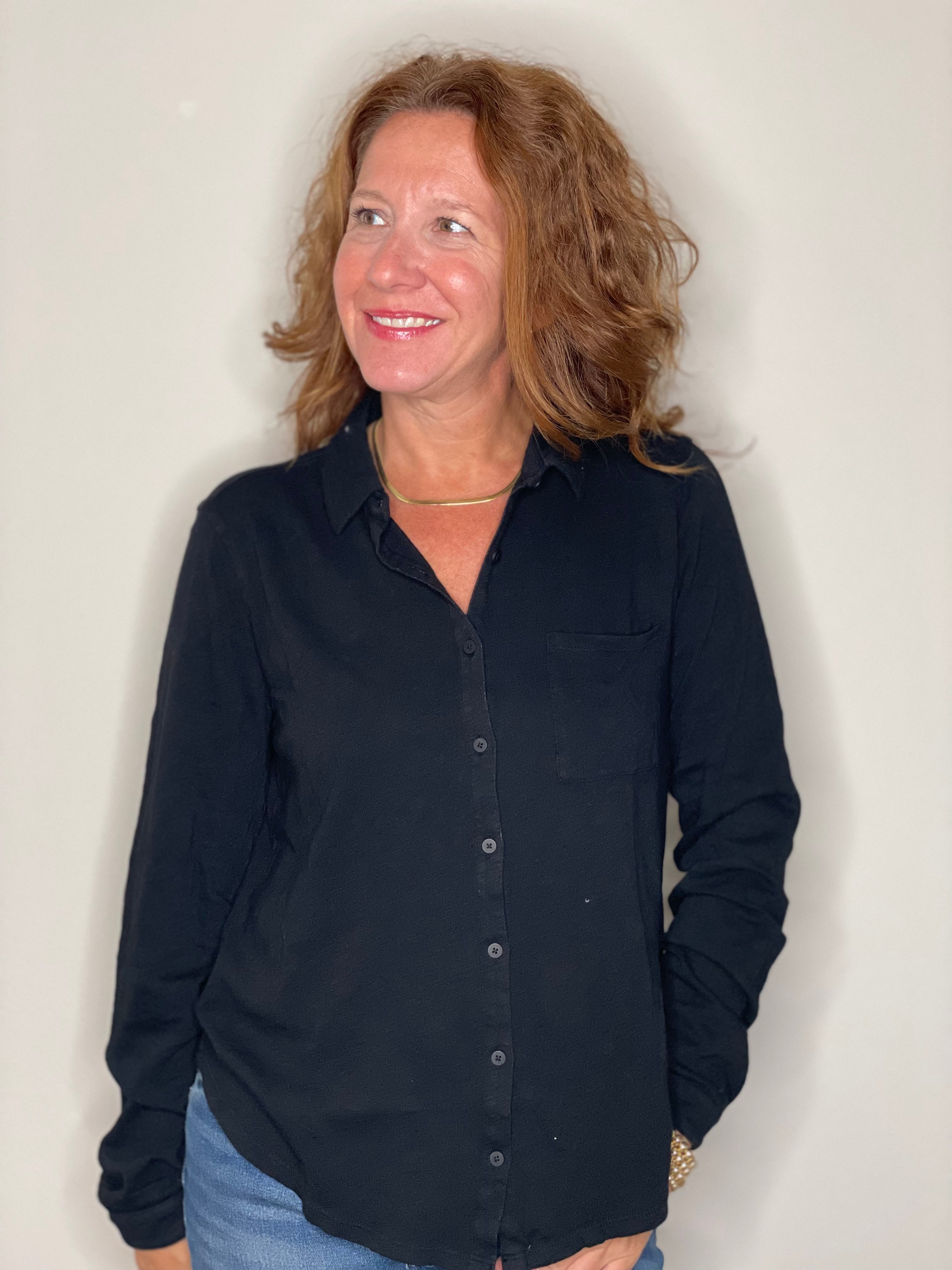 Hello Nite Perfectly Soft Button Up Shirt in Black.