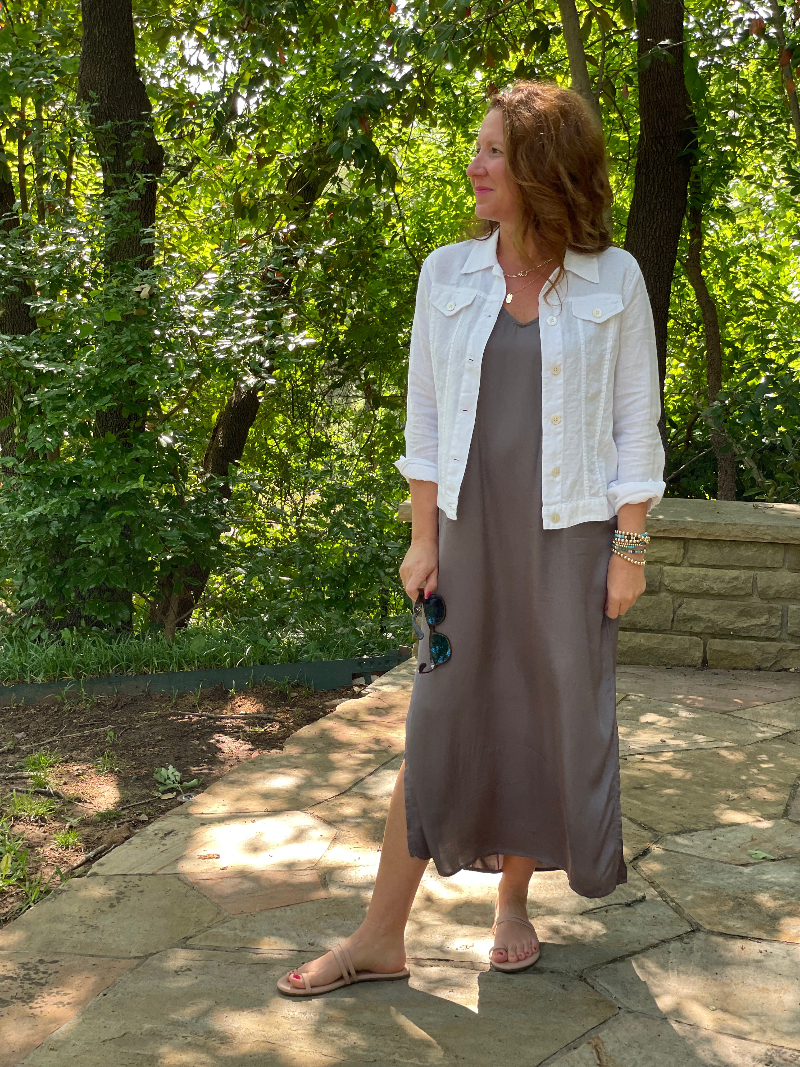 Hello Nite Double V Dress in Volcanic Glass.