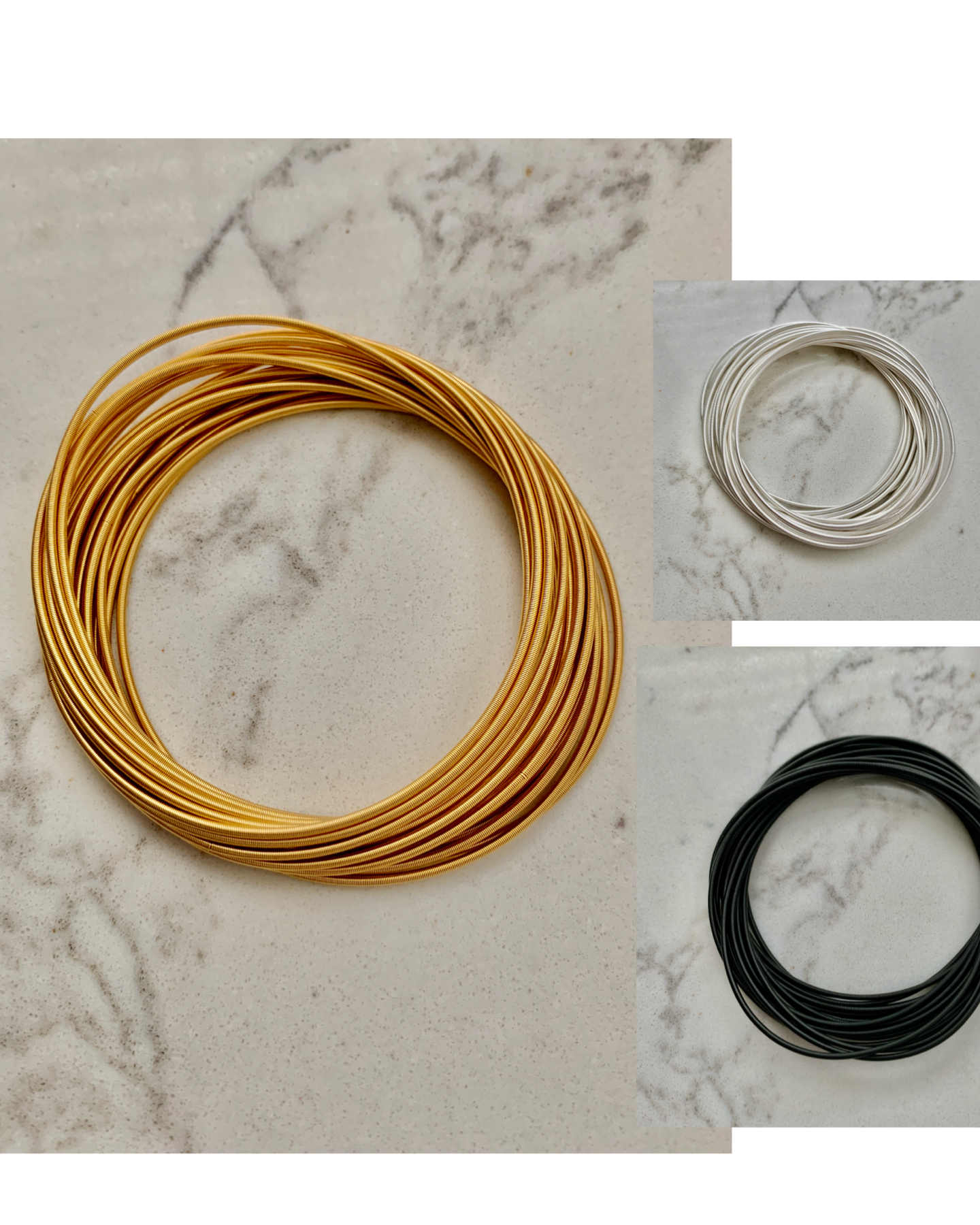 Stainless Steel Gold Plated Guitar String Bracelets - Set of 20.