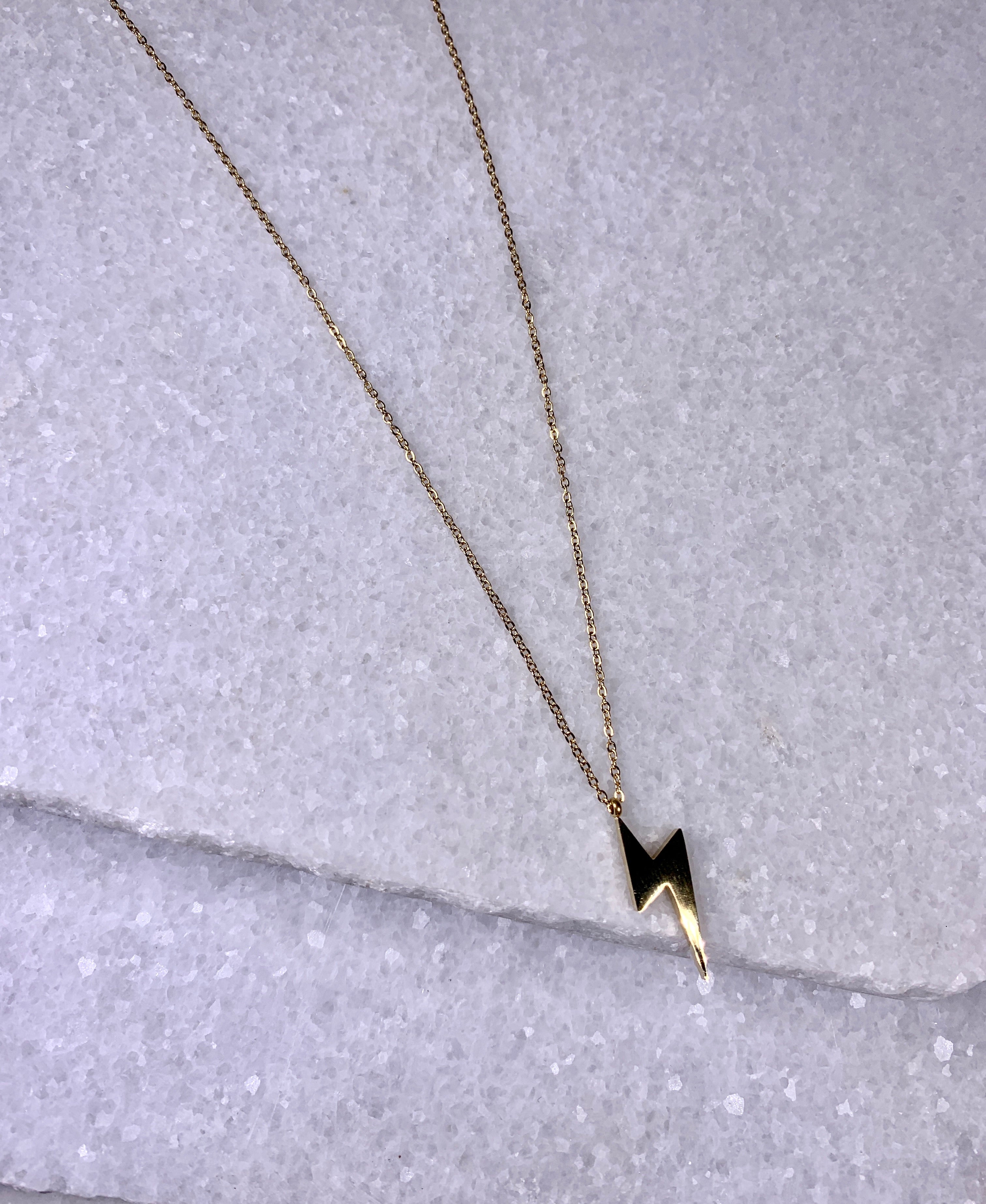 Gold Bolt Necklace.