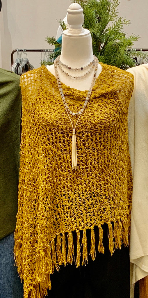 Saffron Popcorn Poncho w/Fringe.