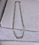 Silver Single Pave Link Necklace.