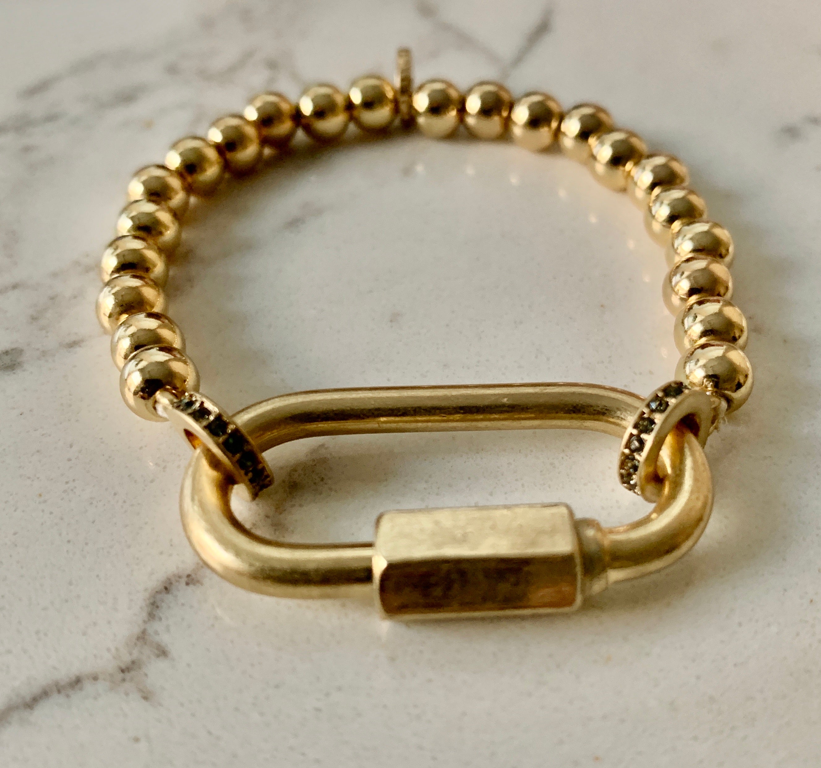 Ball Bracelet w/Large Locket-Gold.