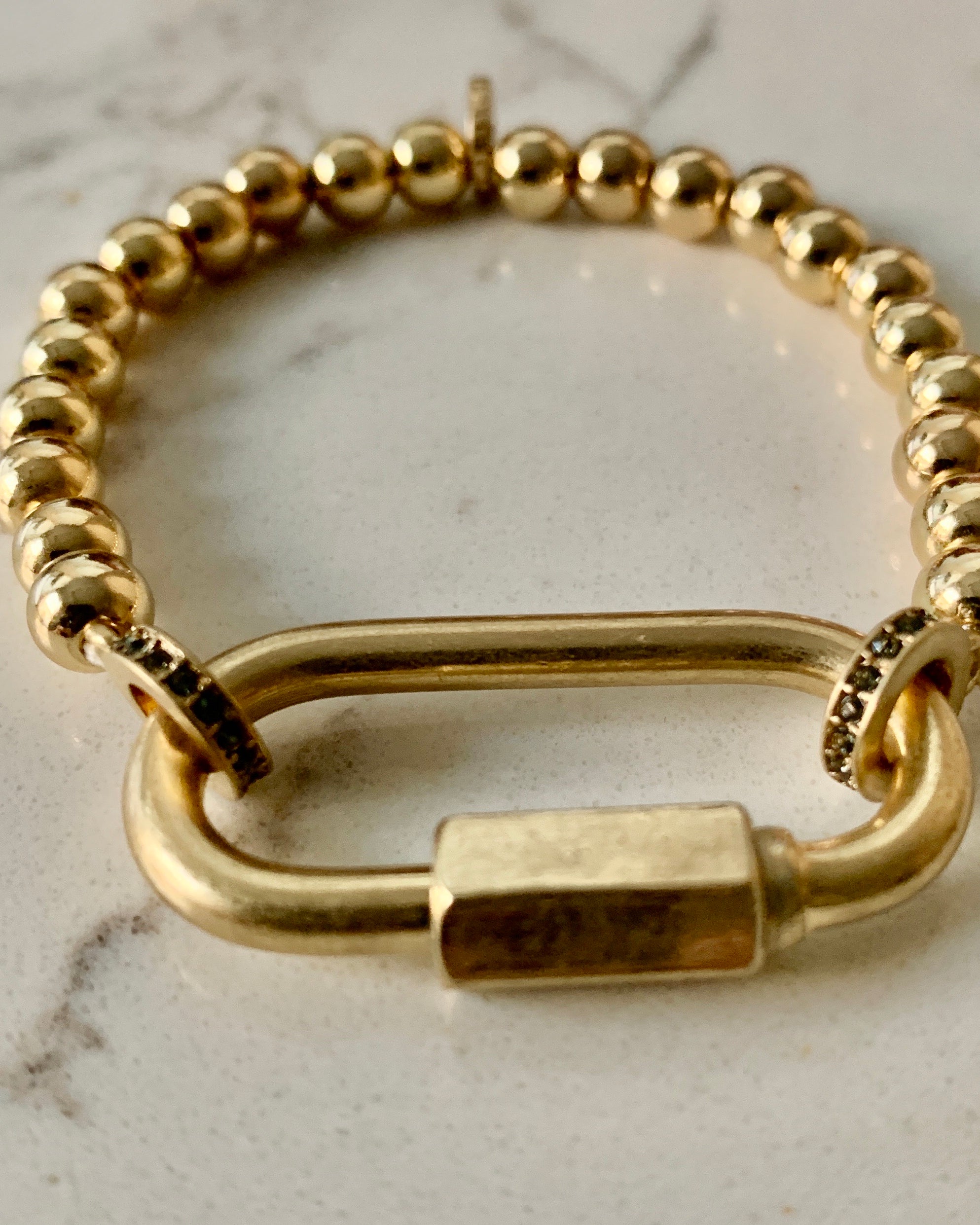 Ball Bracelet w/Large Locket-Gold.