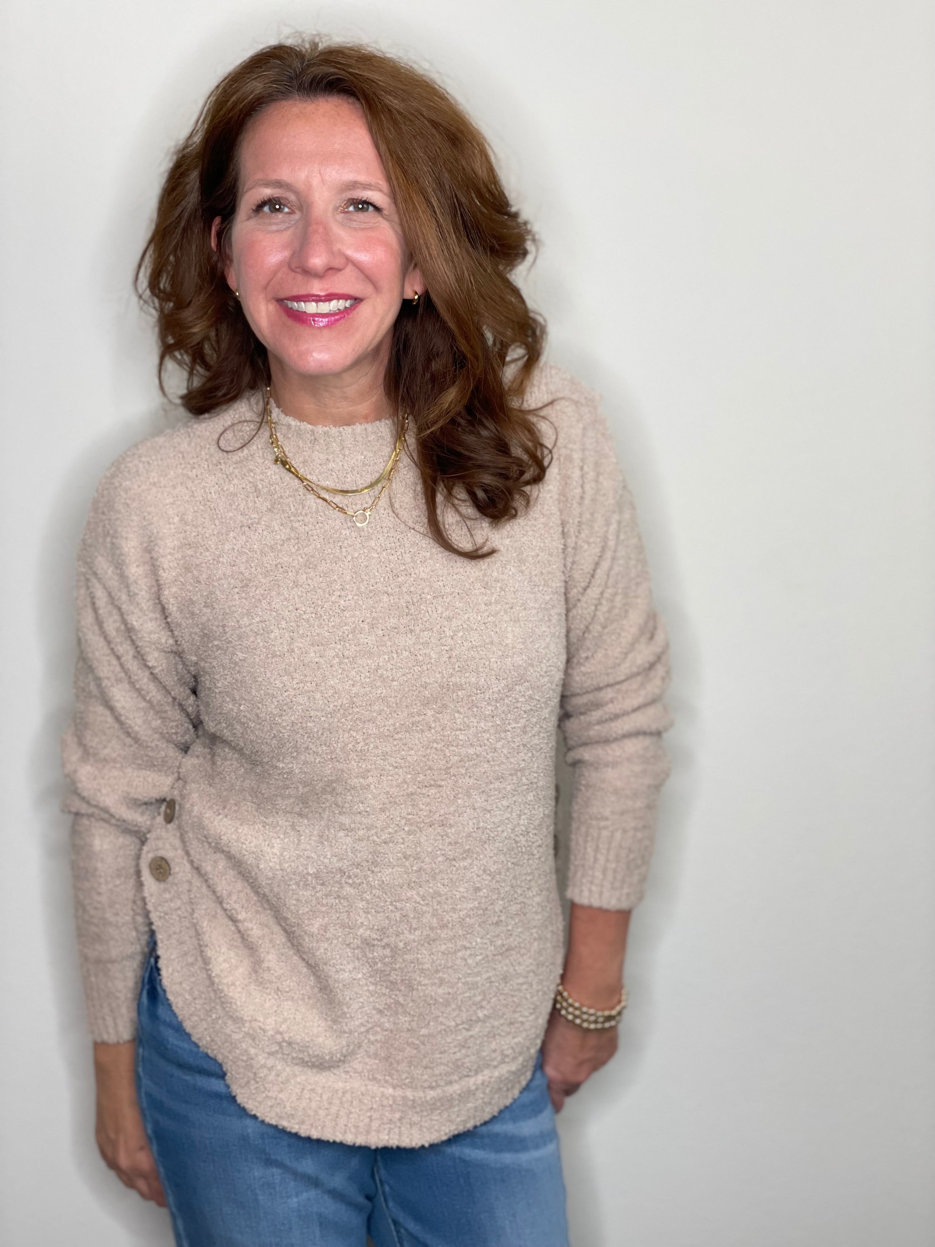 Plush Side Button Crew.