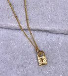 Susan Shaw Tiny Gold Lock Necklace.