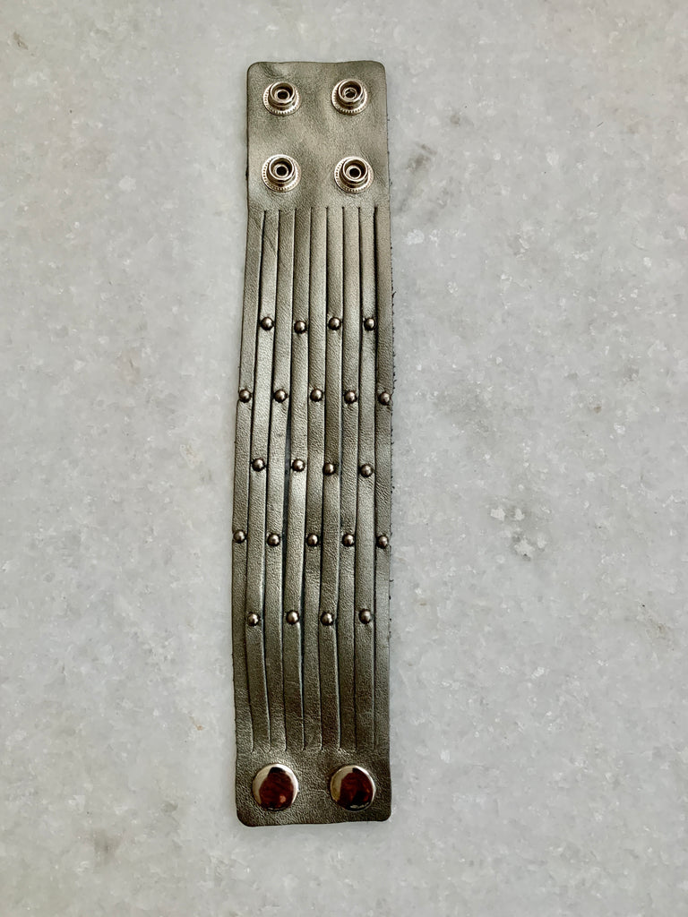 Dark Silver Leather Bracelet w/Silver Studs.