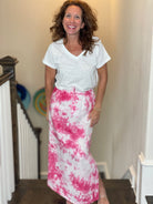 Pure Amici Long Linen Skirt in Petal Tie Dye.