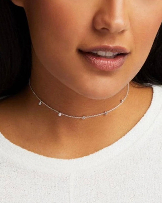 5 Disc Choker Necklace (silver).