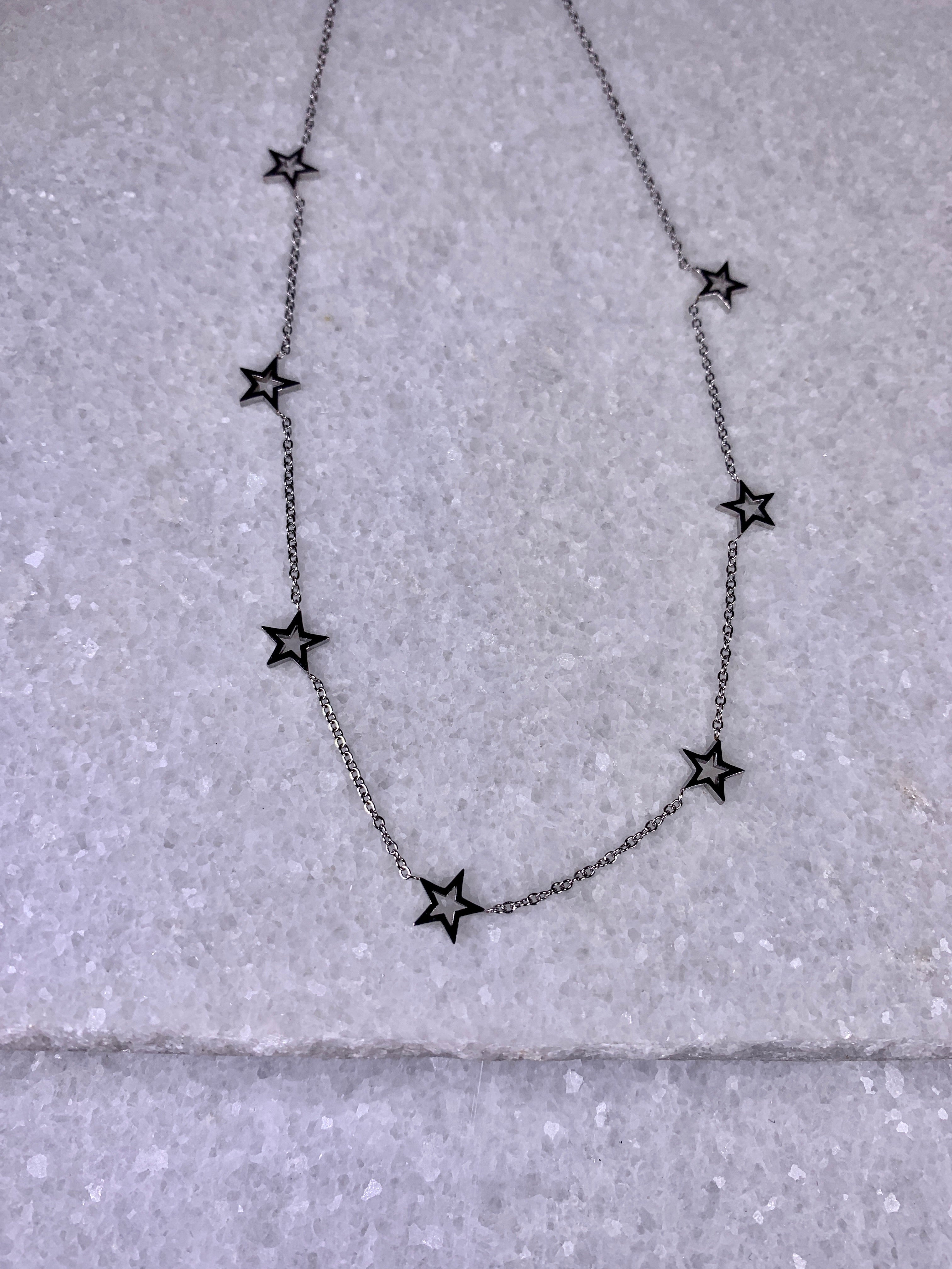 Silver Open Mini Star Necklace.