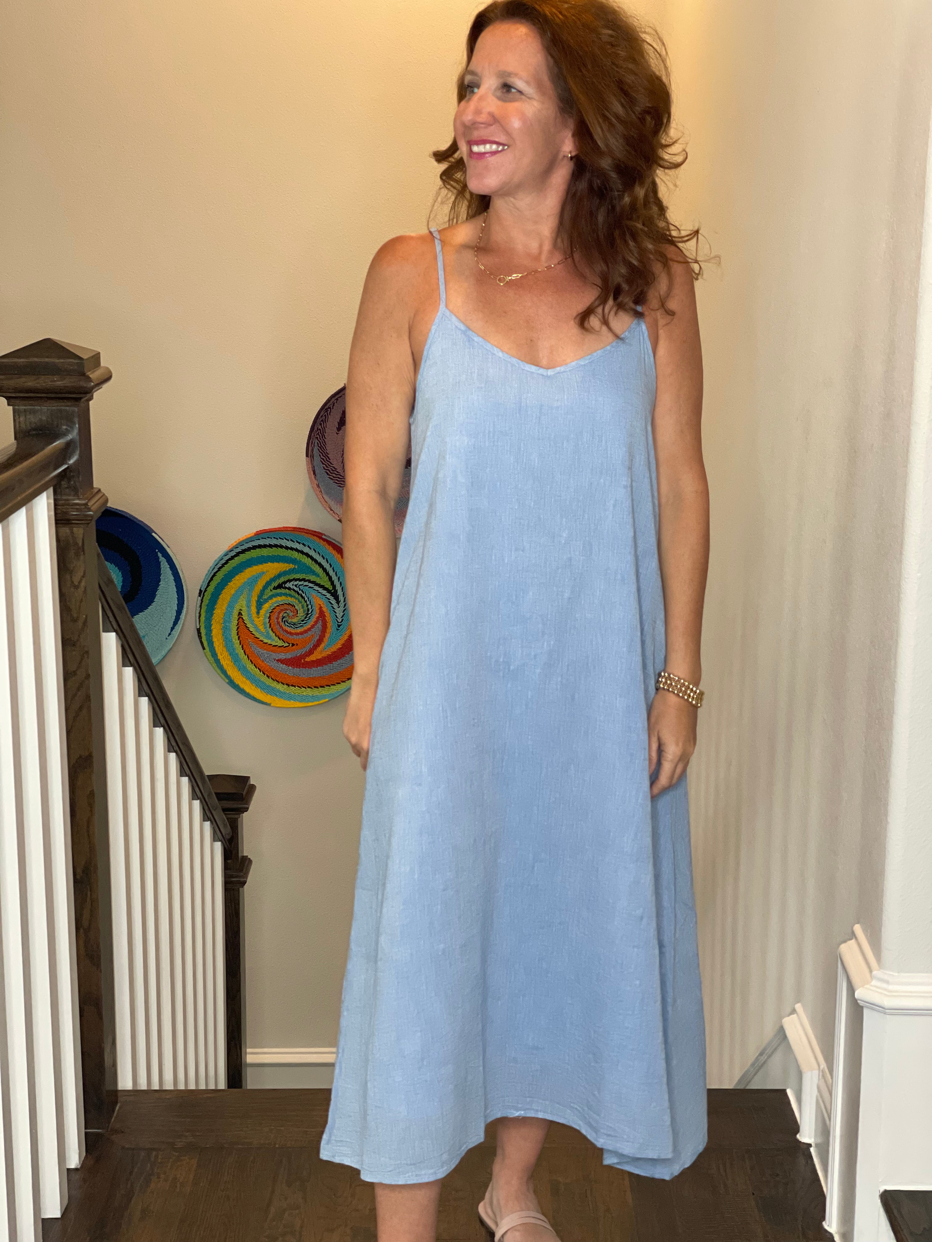 Dylan Sage Sundress in Chambray.