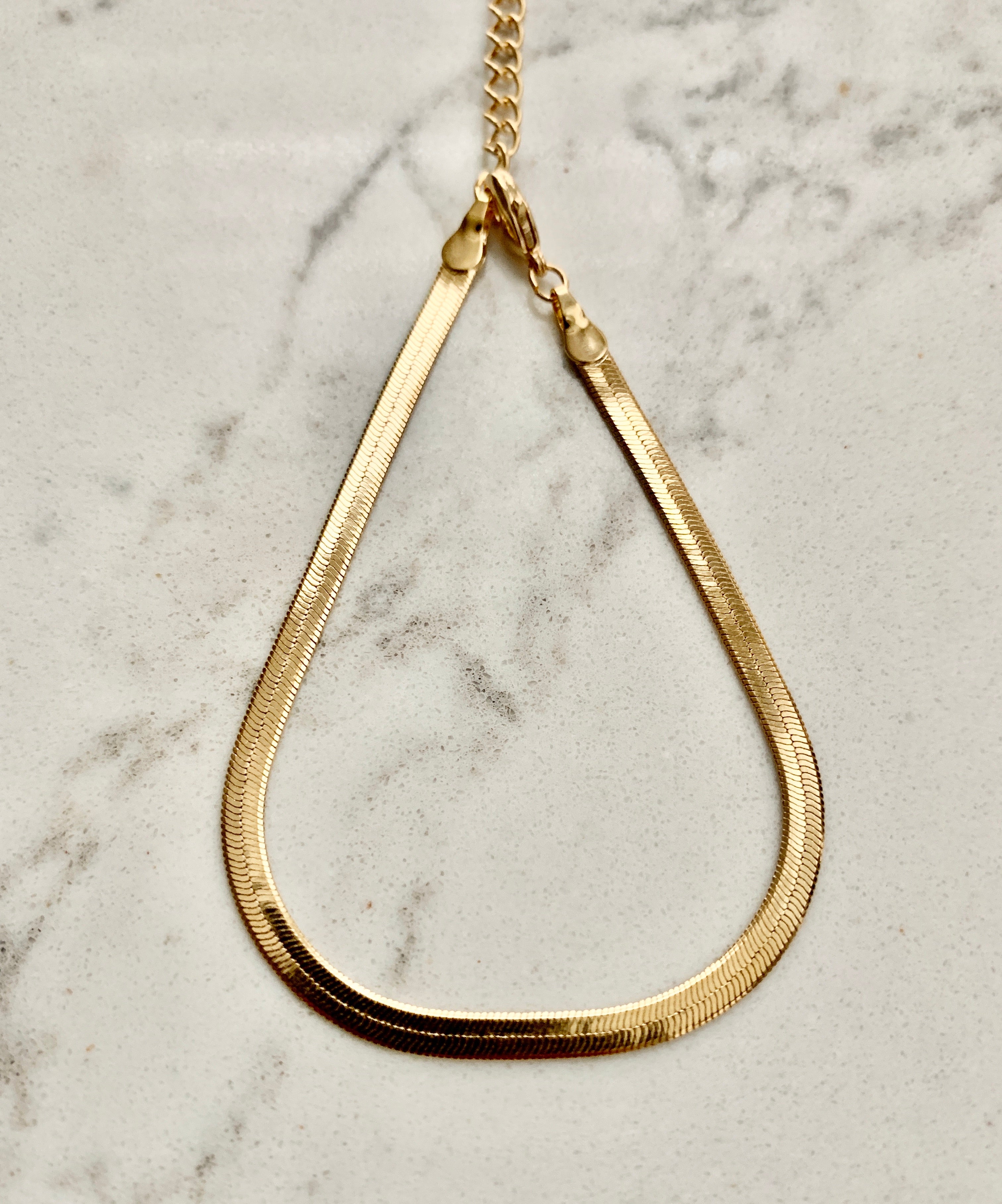 Herring Bracelet - 6.5" Herringbone Gold Bracelet.