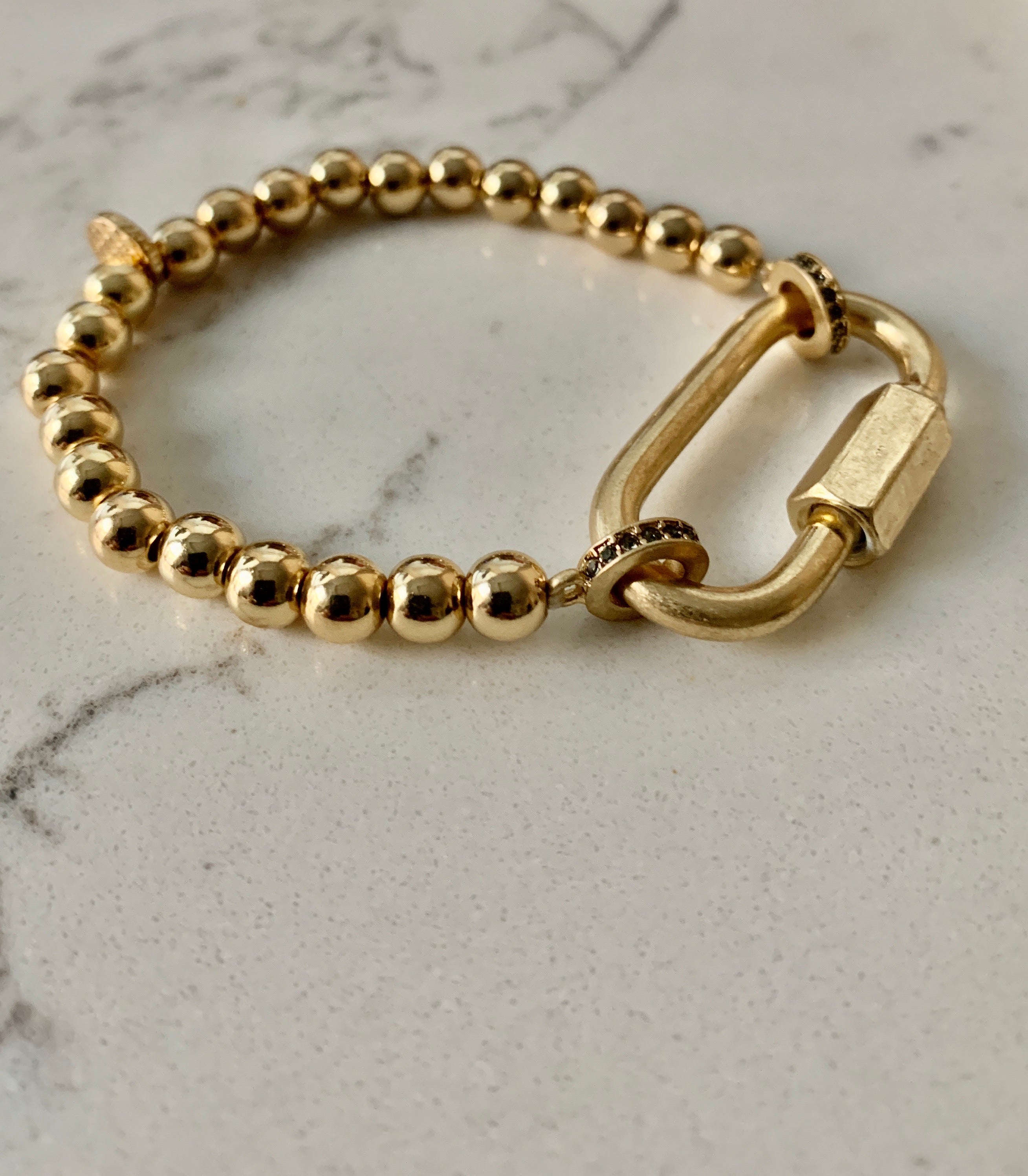 Ball Bracelet w/Large Locket-Gold.
