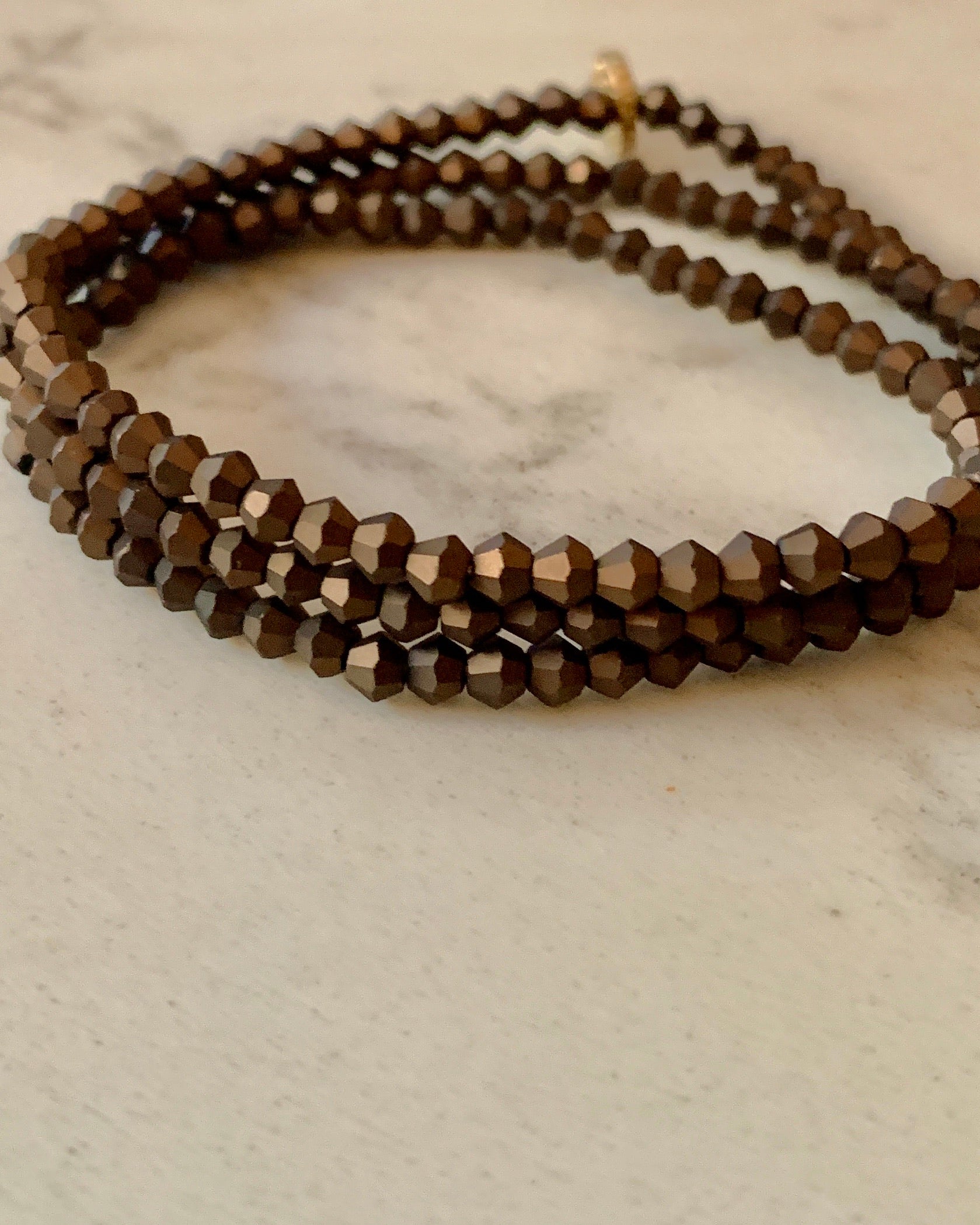 Bronze Wrap Beaded Stretch Bracelet.