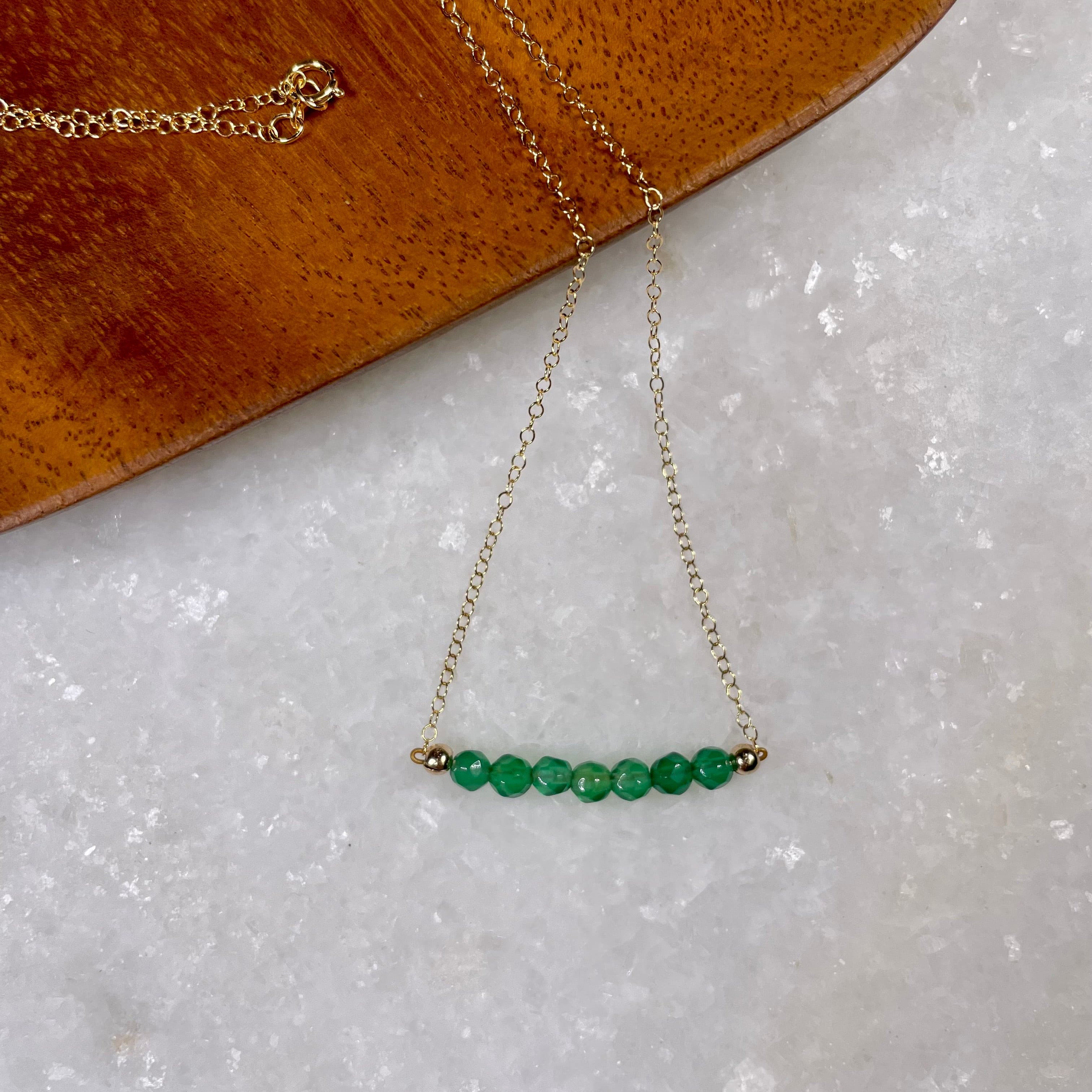 Green Agate Bar Necklace.