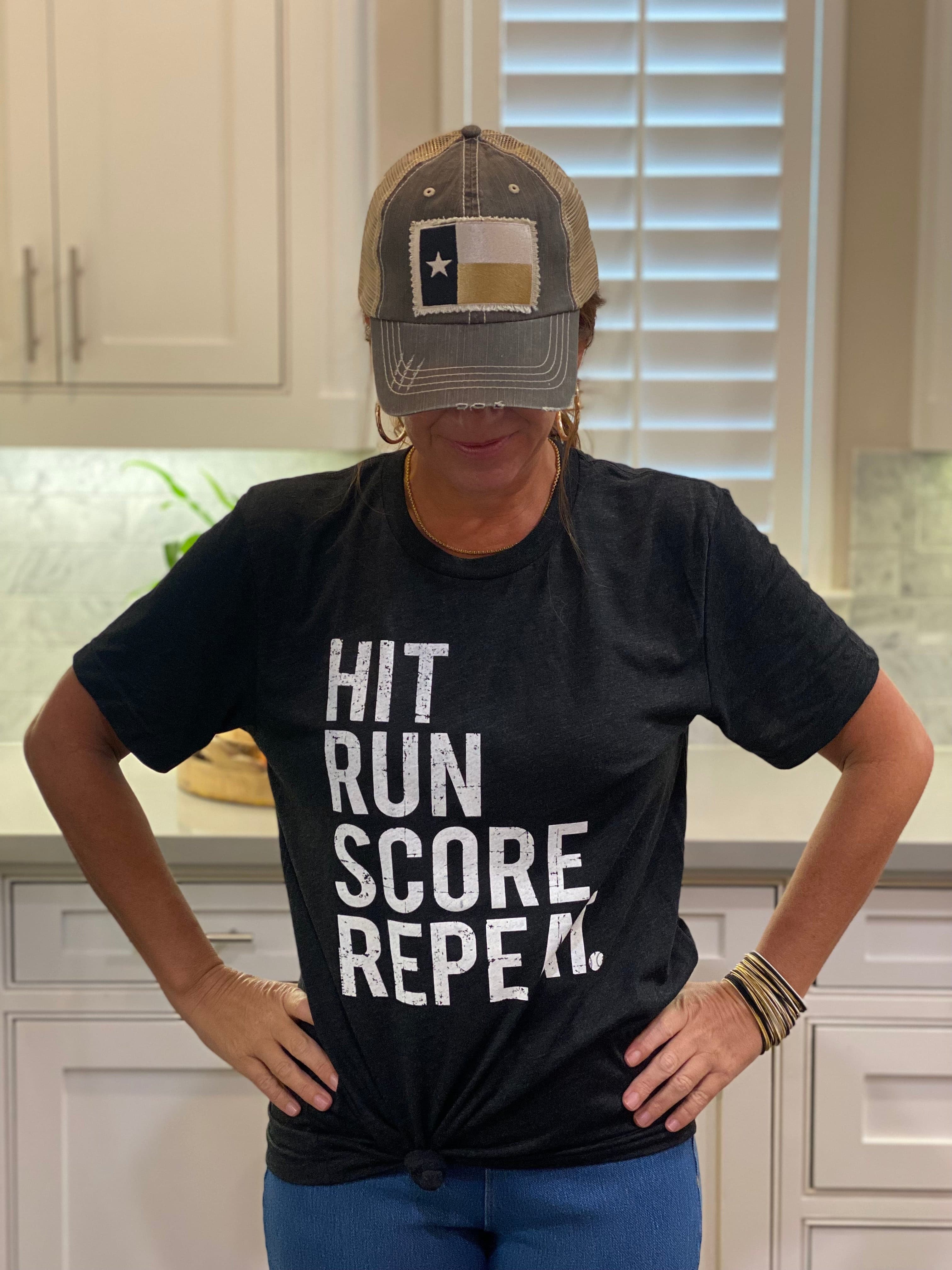 Hit Run Score Repeat Tee Shirt.