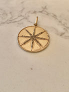 Pave Starburst Disc Charm - Gold.