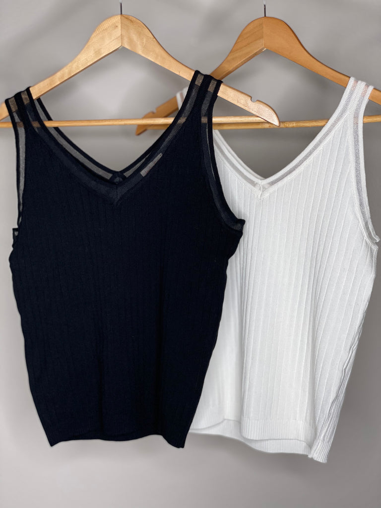 Sweater Tank in Black or Ivory.