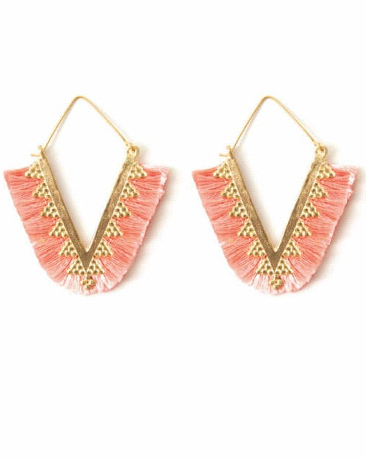 Pink Pointed Fringe Earring.