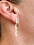 CZ Crescent Drape Post Earring-Gold.