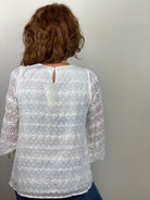 Embroidered Top in White.