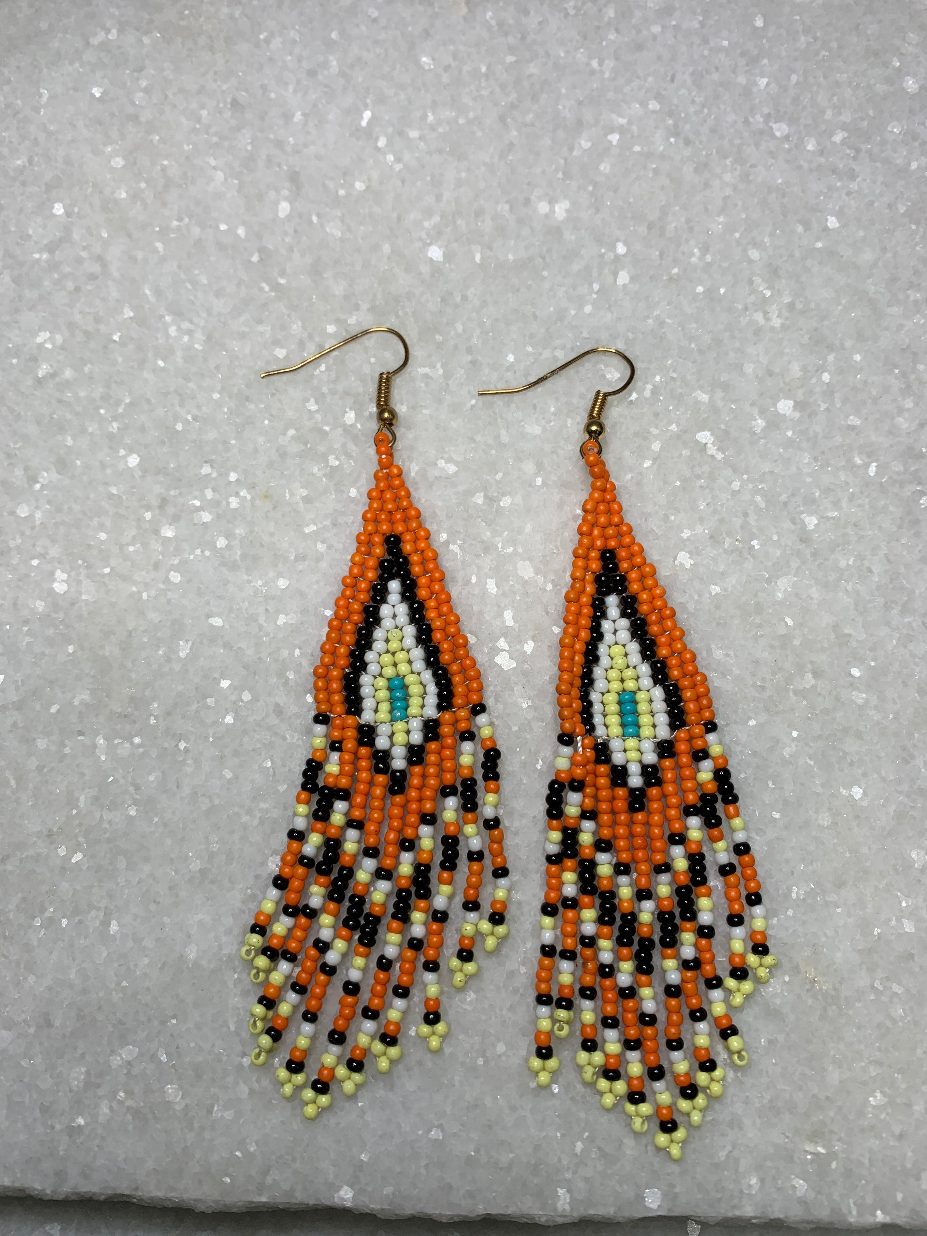 Multi Color Beaded Drop Earrings - Assorted.