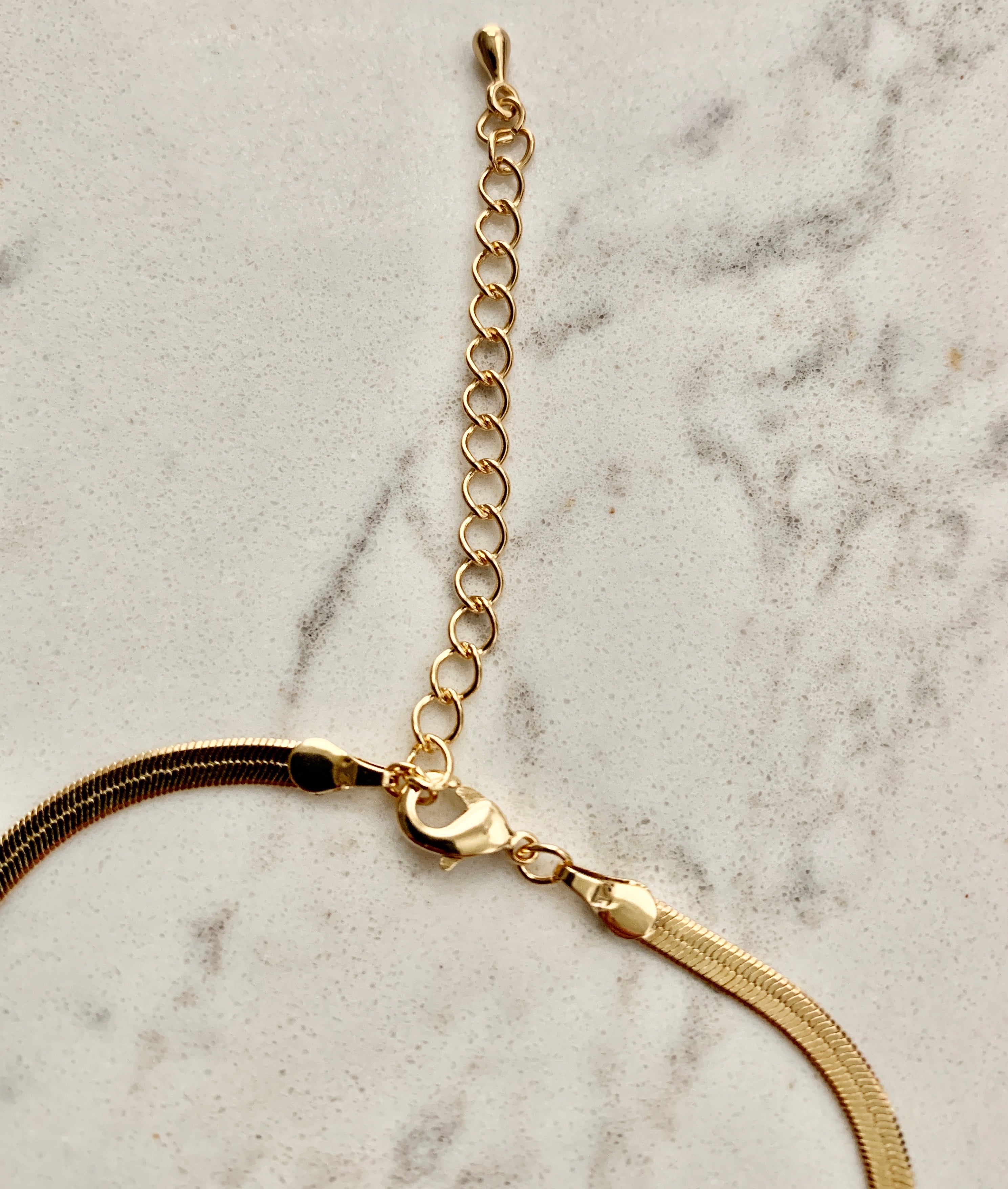 Herring Bracelet - 6.5" Herringbone Gold Bracelet.